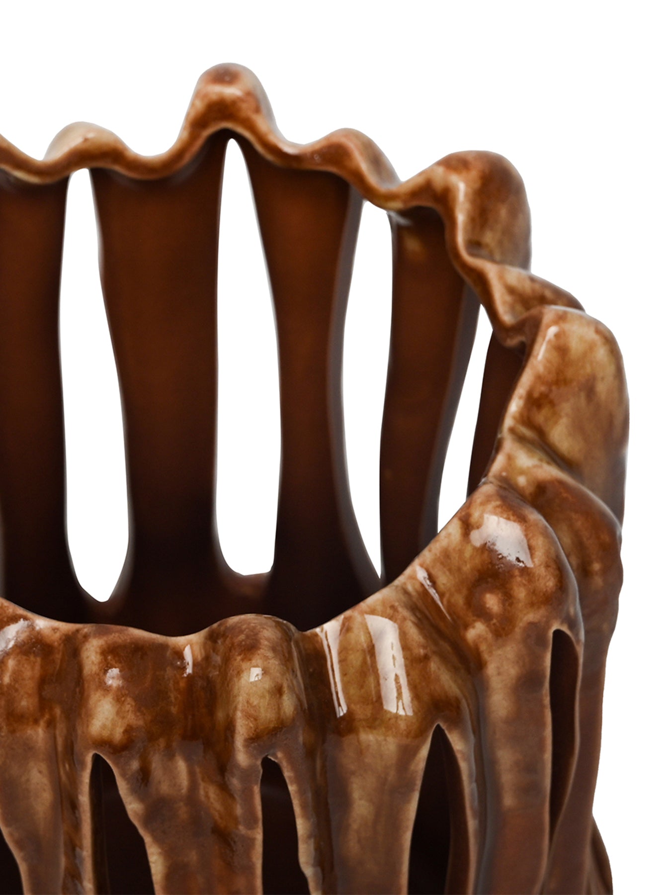 Denton Reactive Glaze Candleholder Brown
