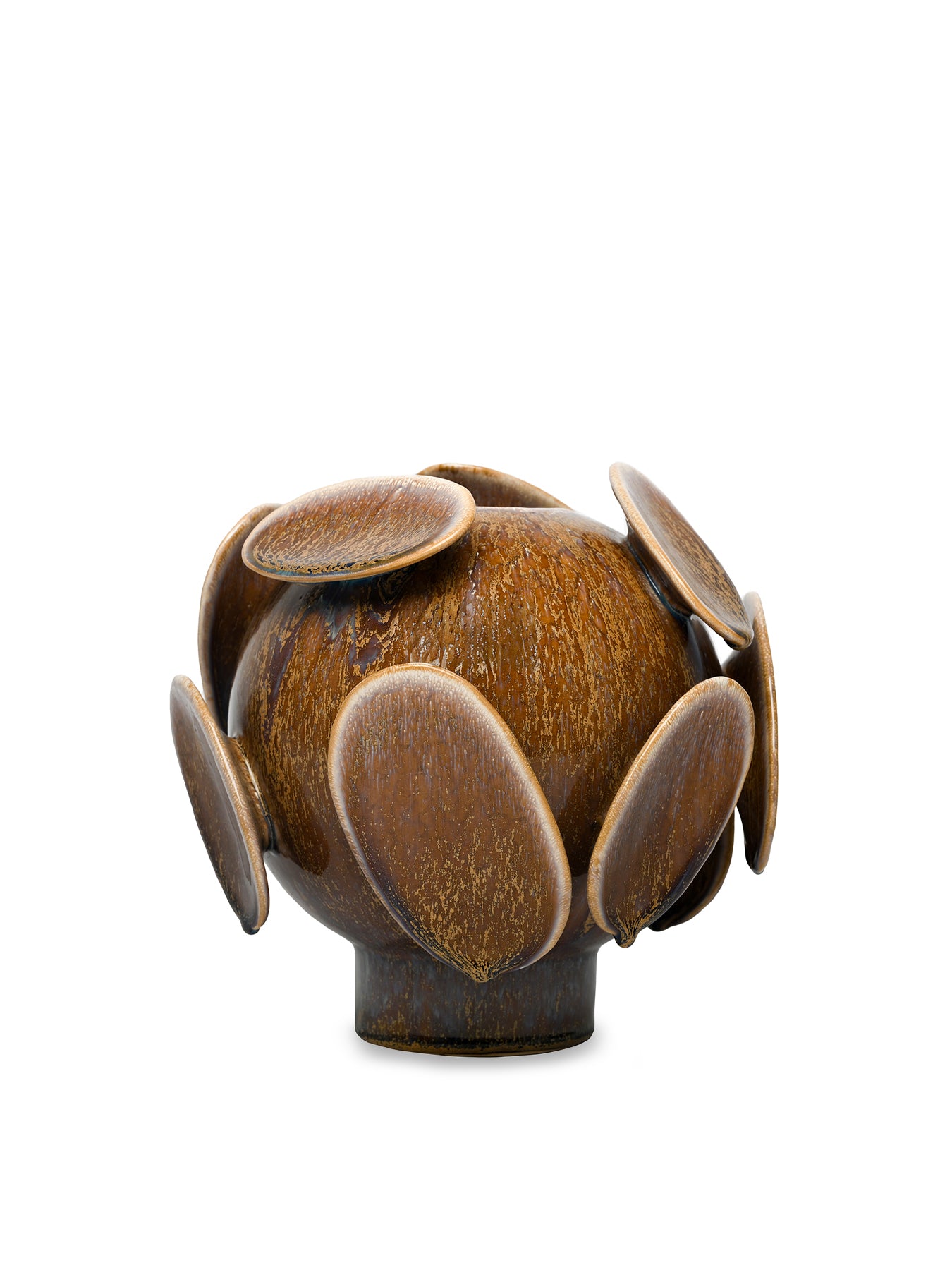 Jupiter Reactive Glaze Round Vase Brown