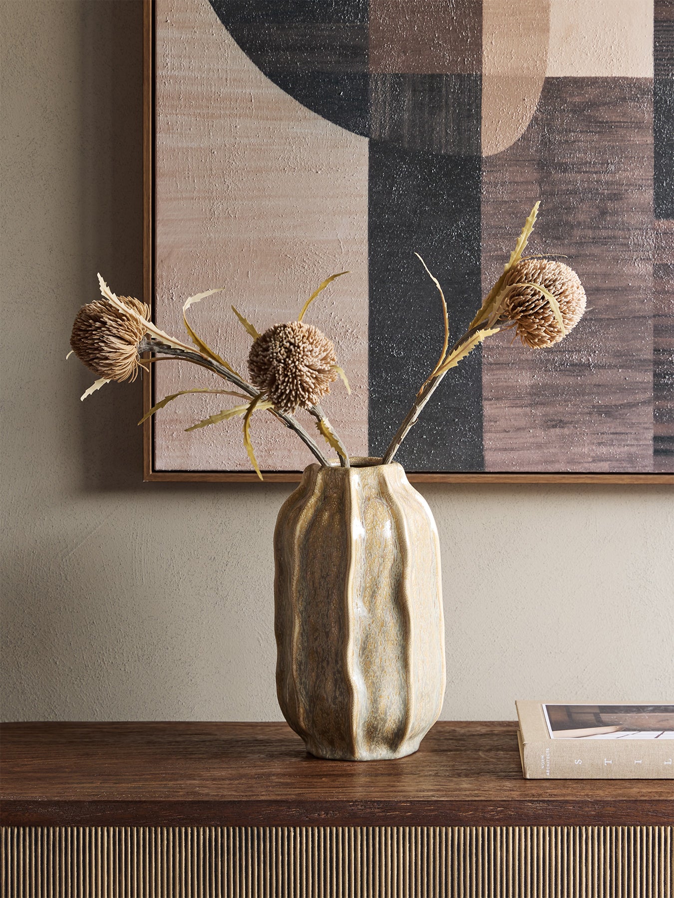 Colston Reactive Glaze Vase Large Beige