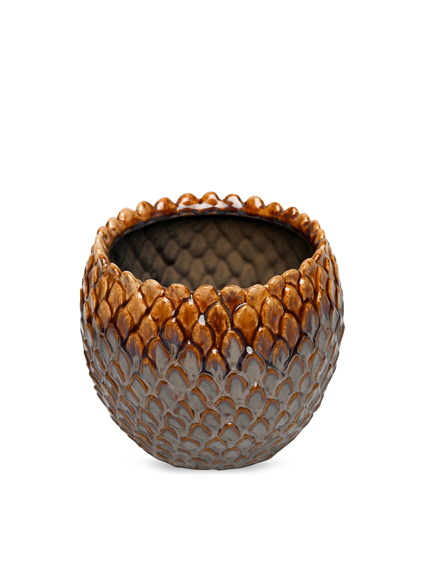 Pinecrest Reactive Glaze Planter Small Brown