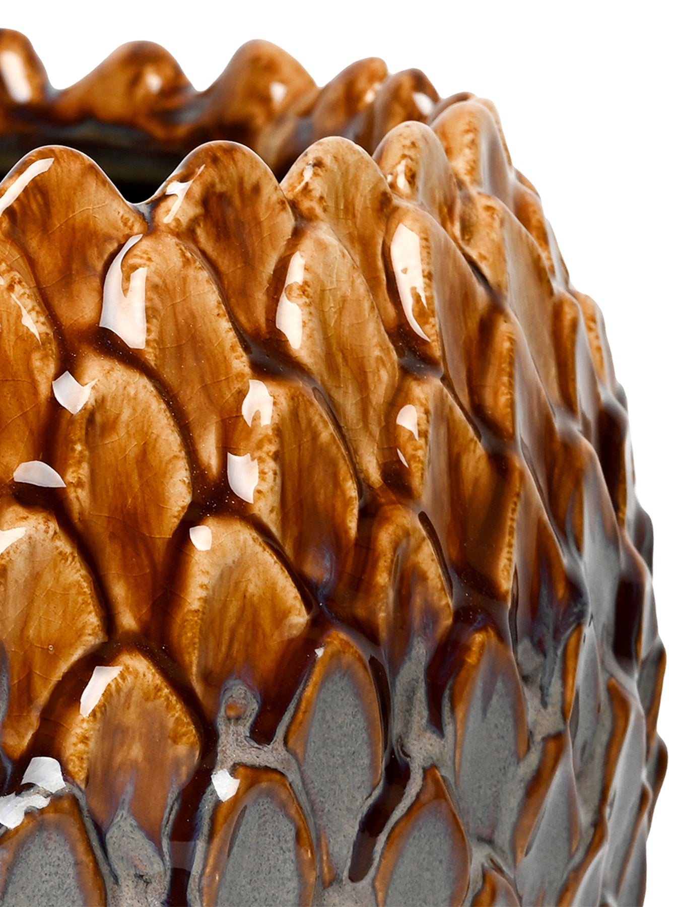 Pinecrest Reactive Glaze Planter Large Brown