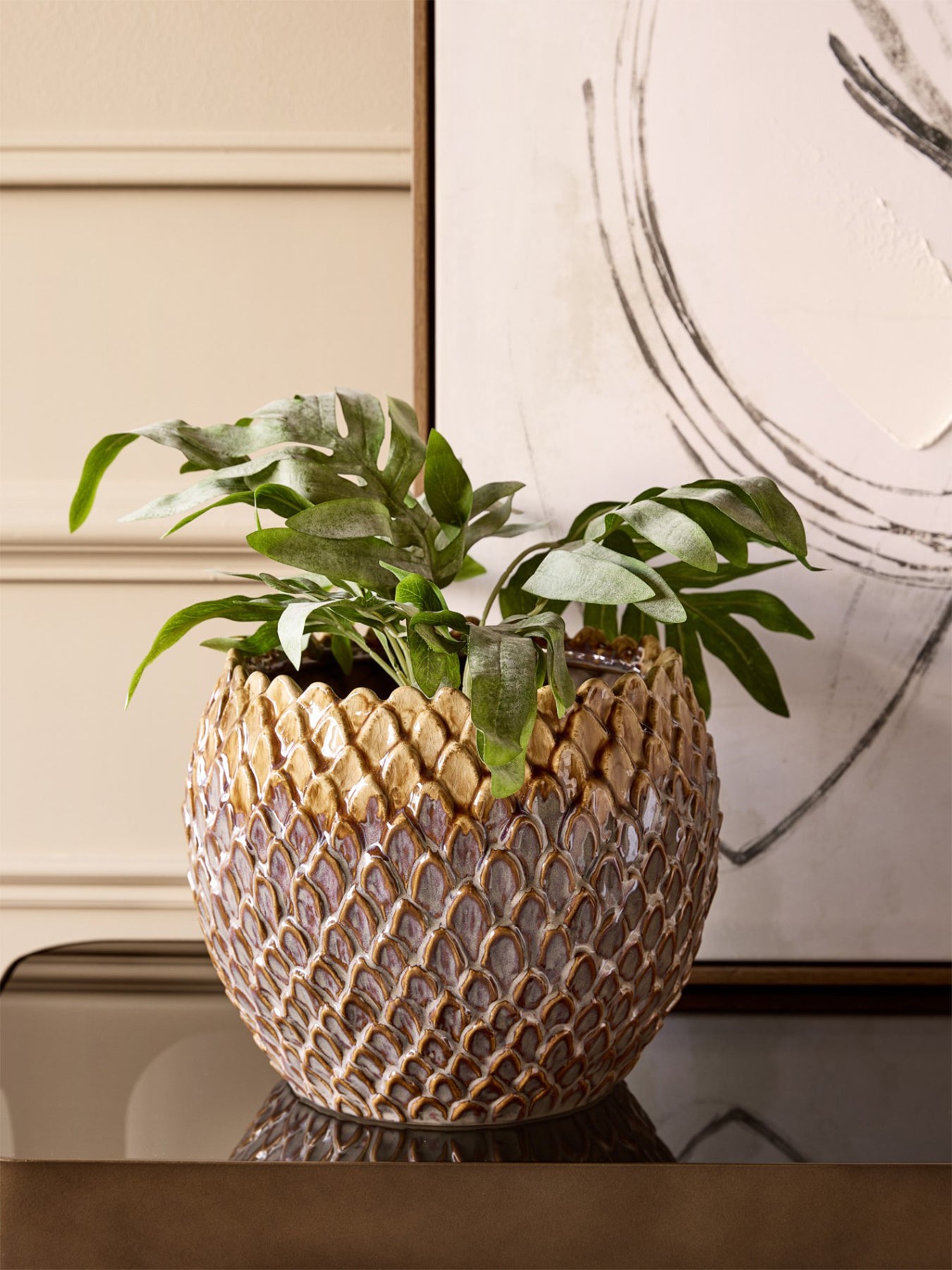 Pinecrest Reactive Glaze Planter Large Brown