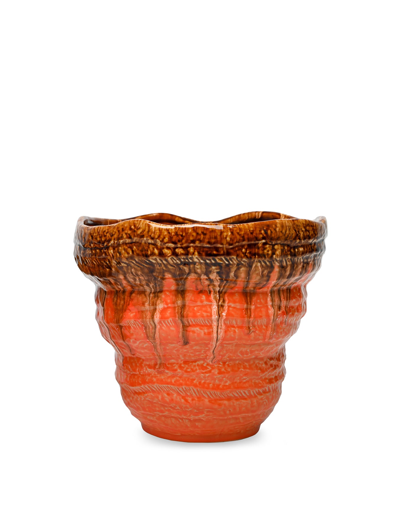 Ibiza Reactive Glaze Planter Large Orange