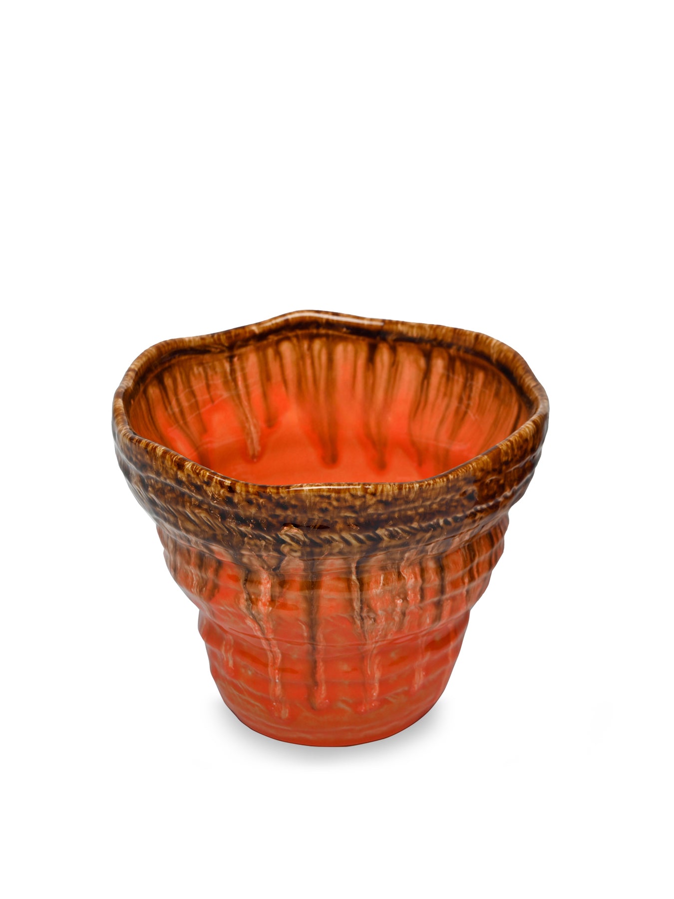 Ibiza Reactive Glaze Planter Small Orange