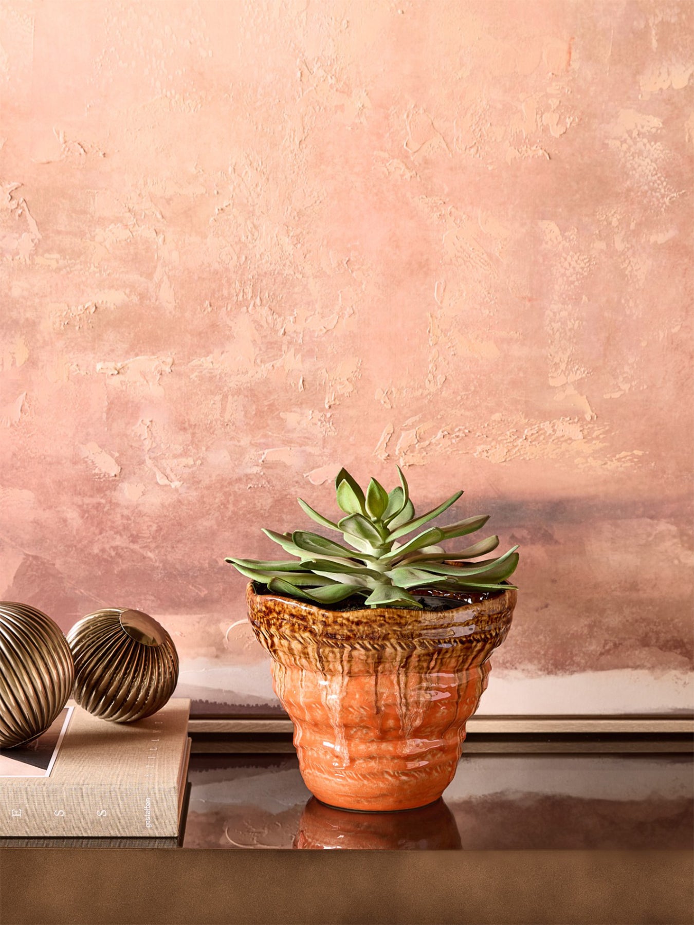 Ibiza Reactive Glaze Planter Small Orange
