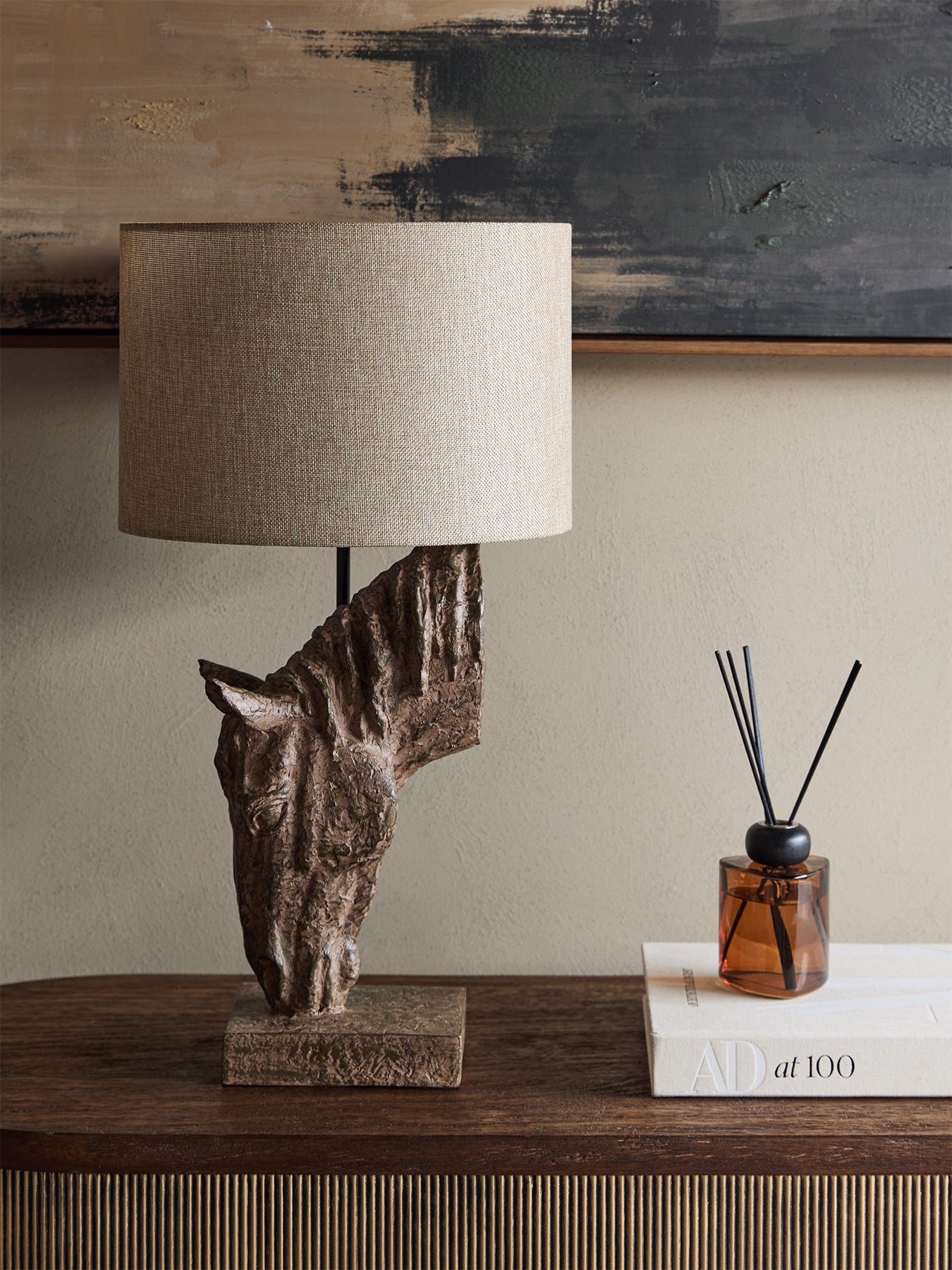 Delia Horse Table Lamp Brown