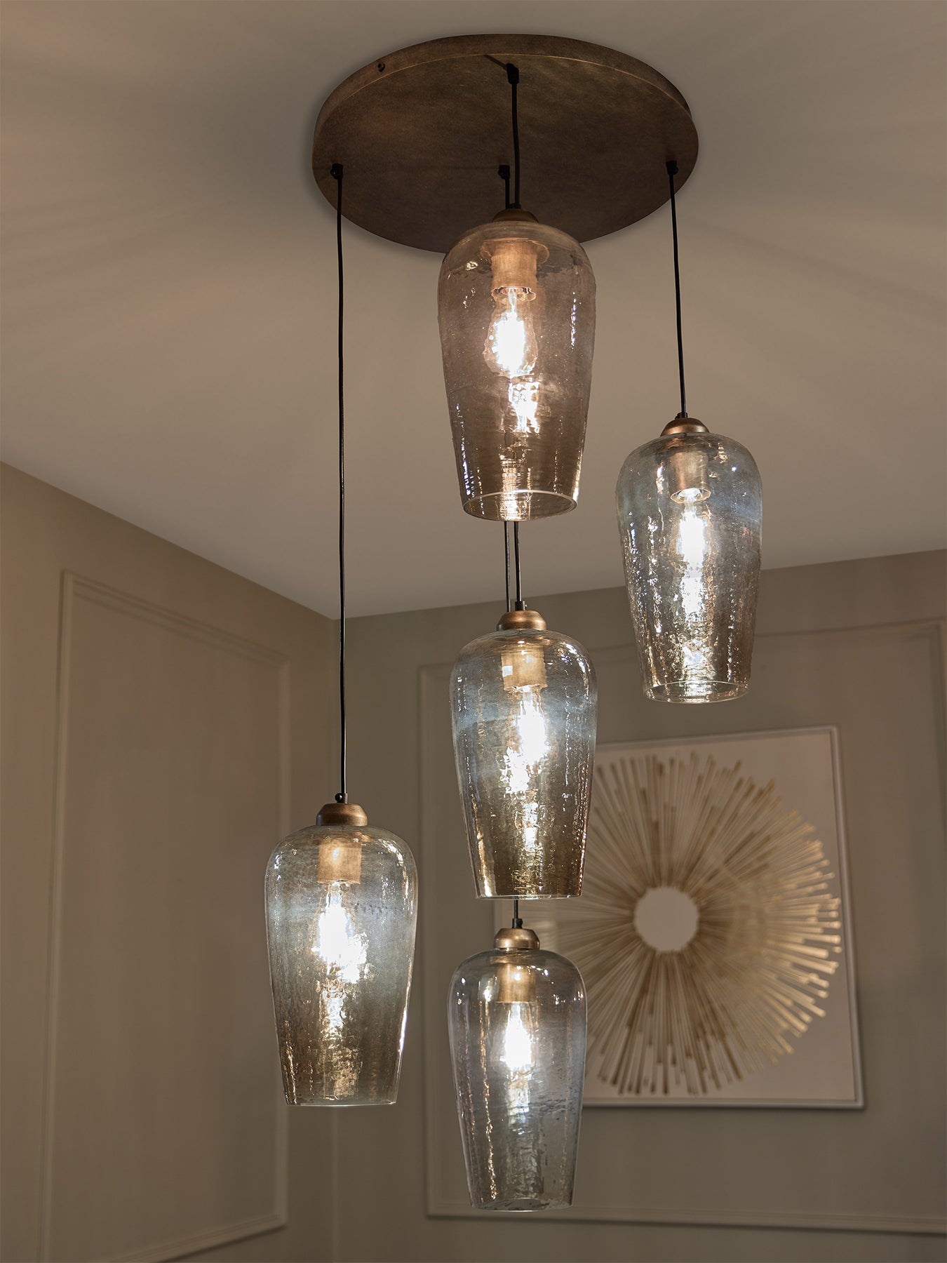 Belgrove 5 Light Cluster Pendant Brown