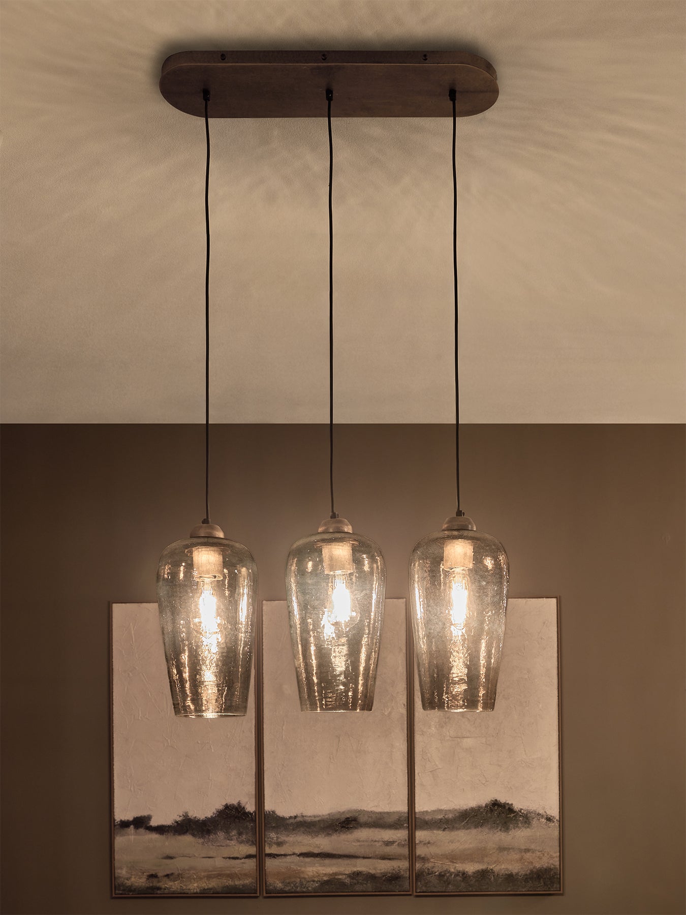 Belgrove 3 Light Linear Pendant Brown