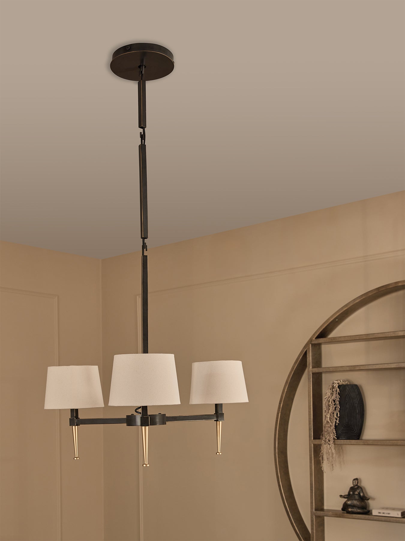 Stella Three Light Pendant With Shades Brown
