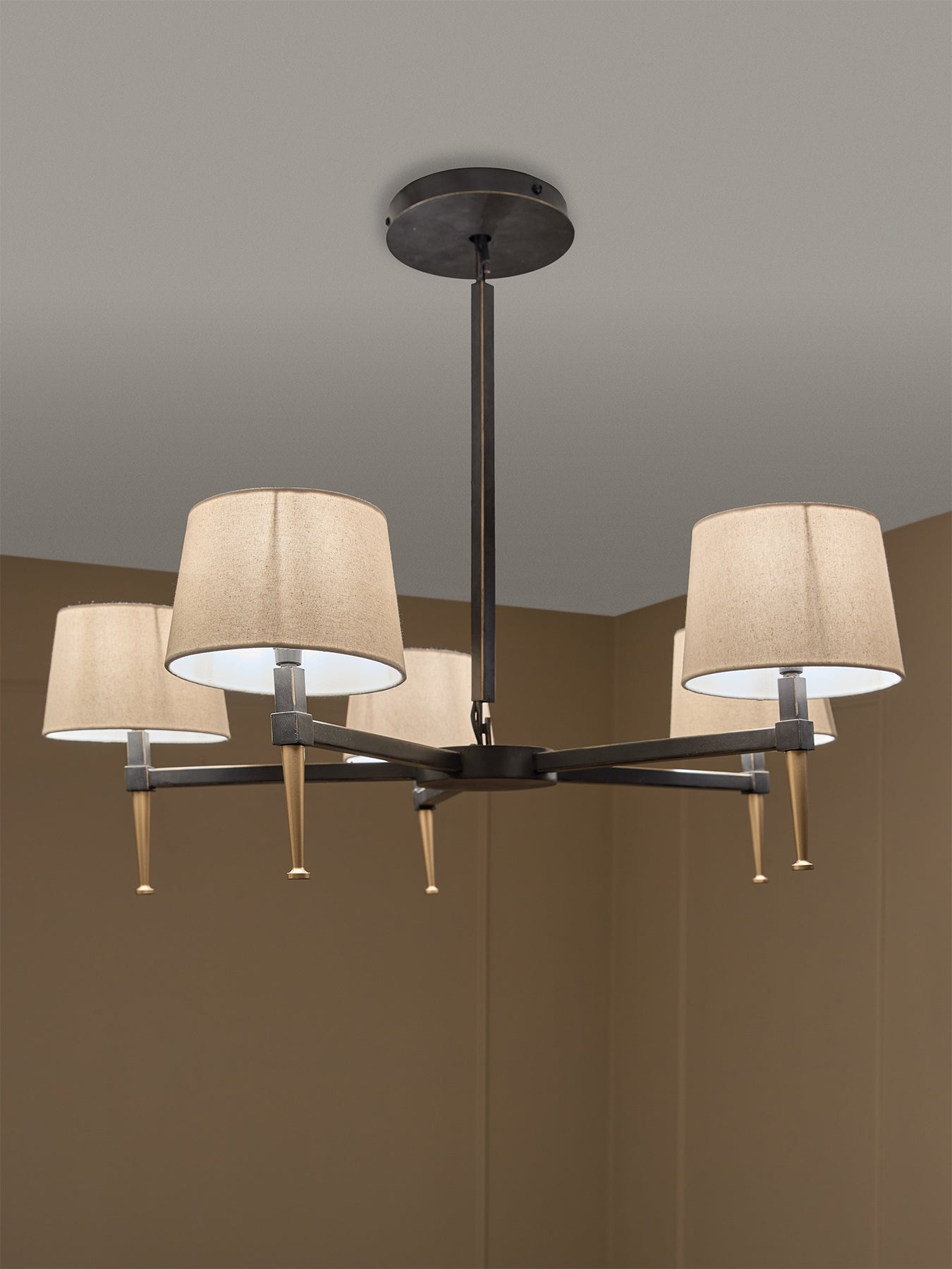 Stella Five Light Pendant With Shades Brown