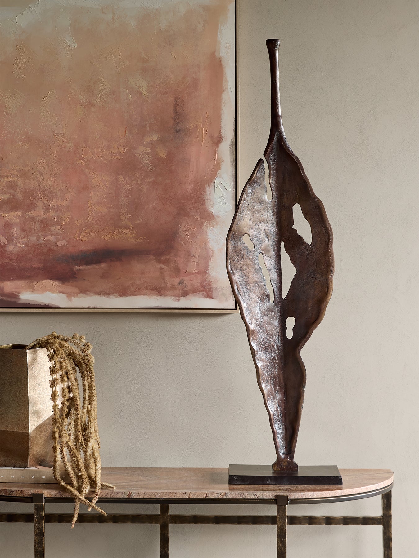 Moulton Twist Aluminium Abstract Leaf Sculpture Bronze