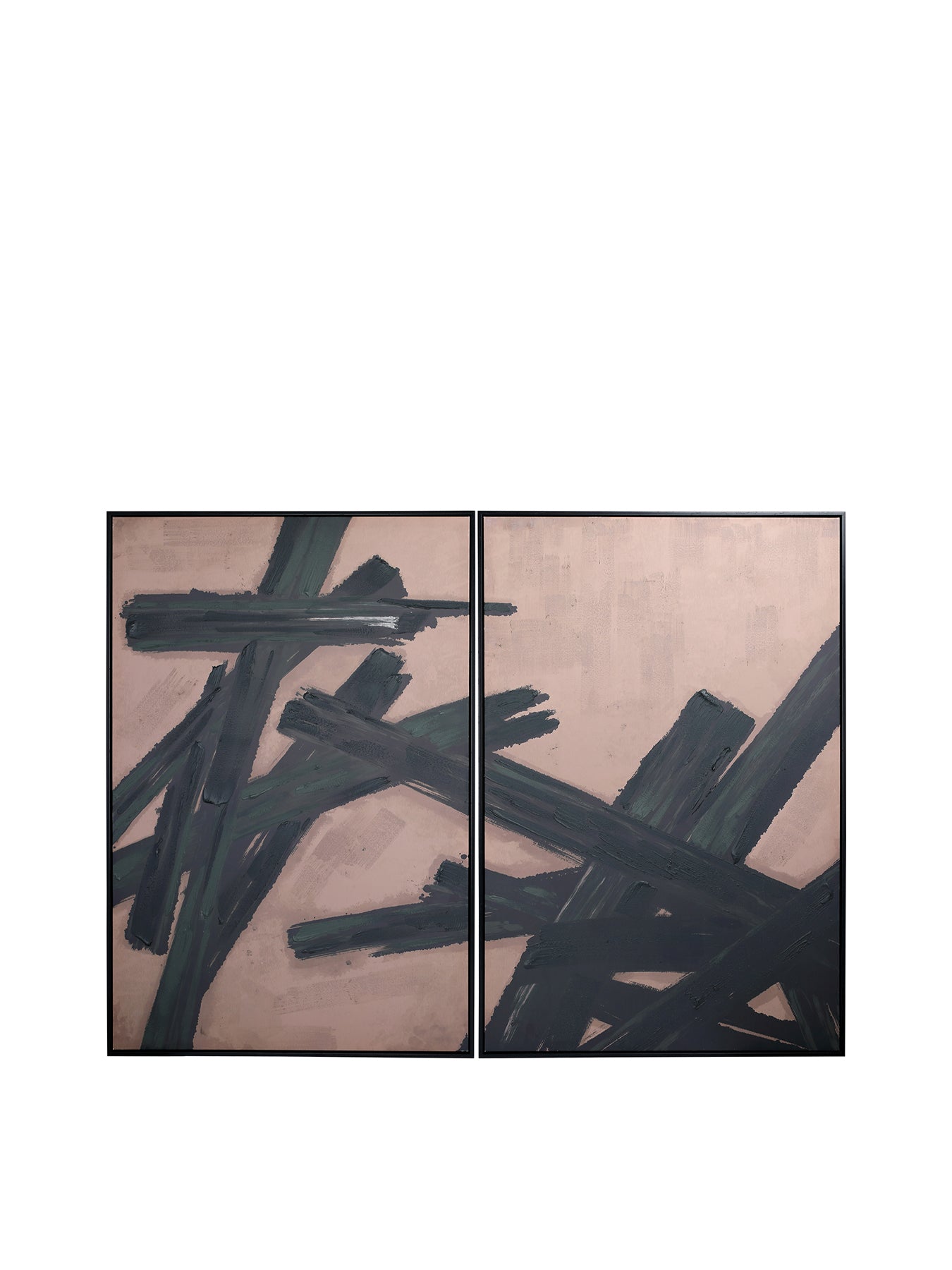 Impasto Brushstrokes Framed Canvas Wall Art Set Of 2 Brown
