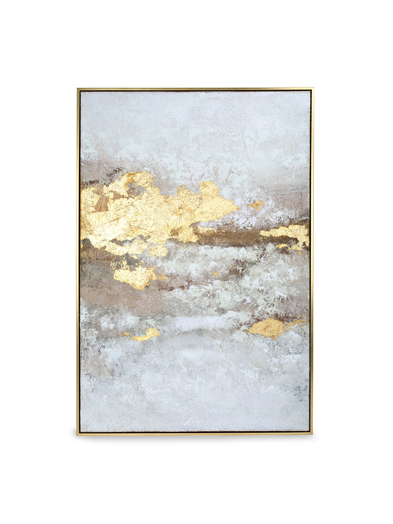 Golden Dusk Textured Framed Canvas Wall Art 80 x 120cm Cream