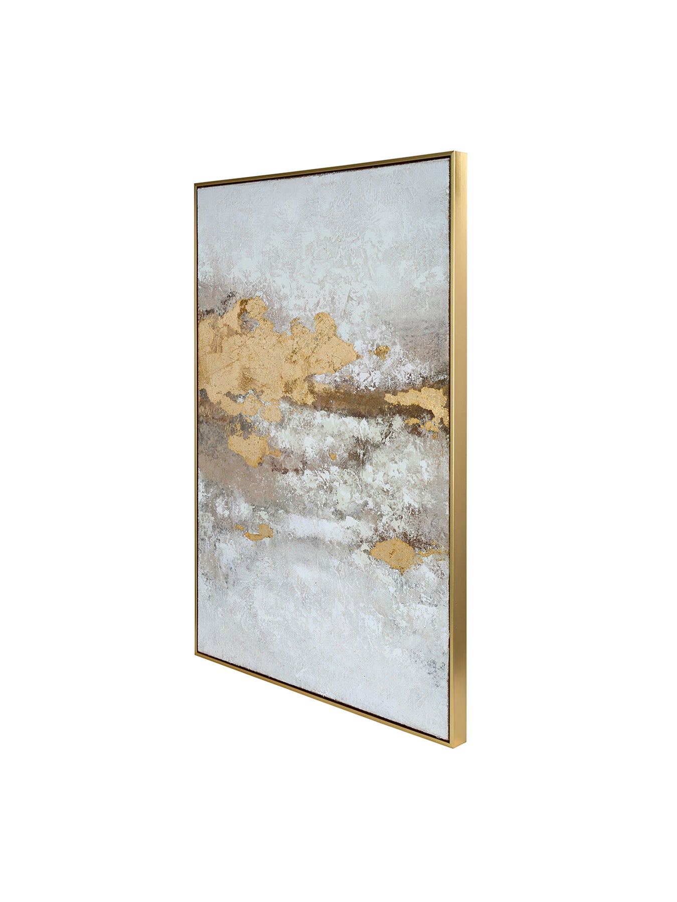 Golden Dusk Textured Framed Canvas Wall Art 80 x 120cm Cream