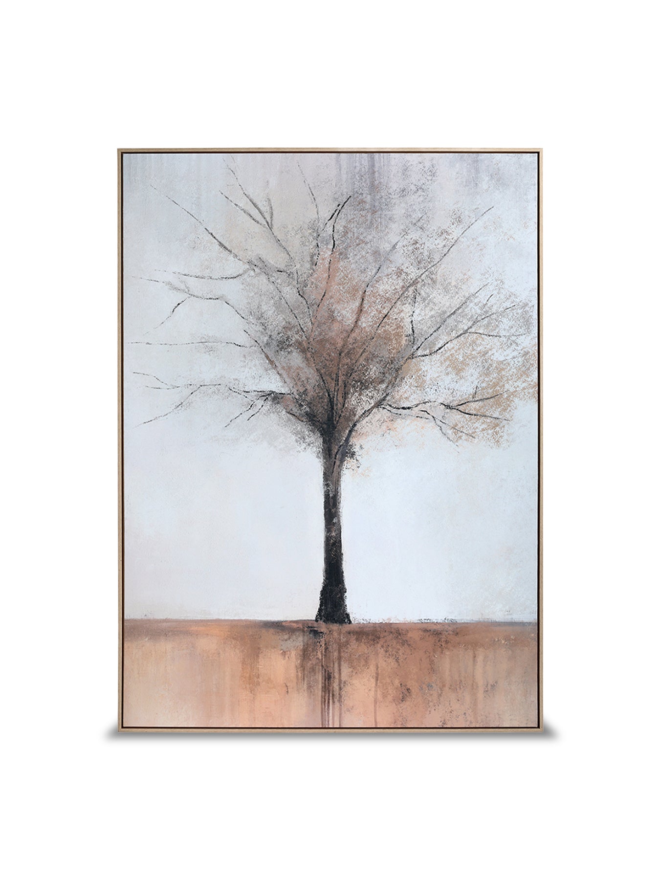 Still Root Textured Framed Canvas Wall Art 100x140cm Brown
