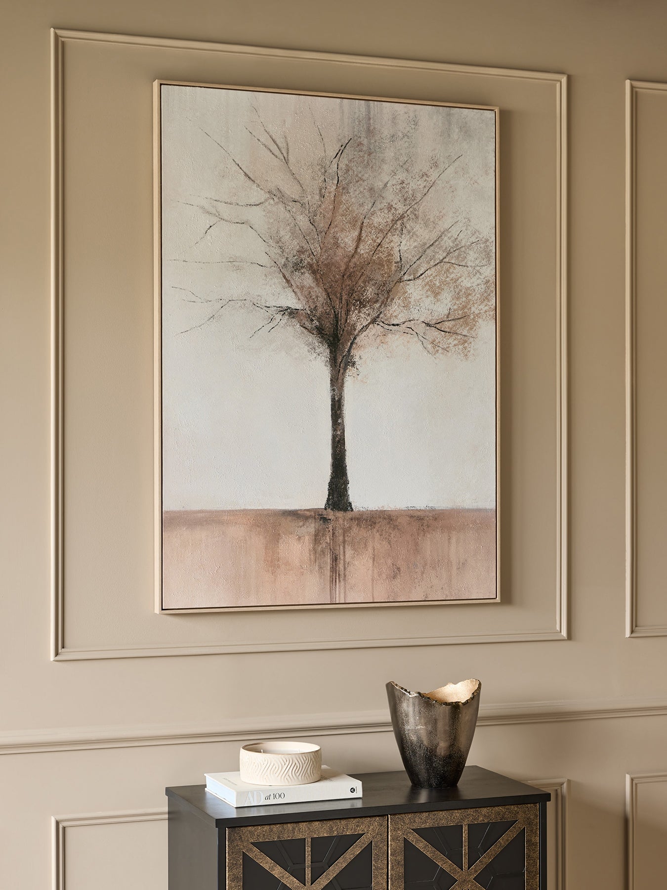 Still Root Textured Framed Canvas Wall Art 100x140cm Brown