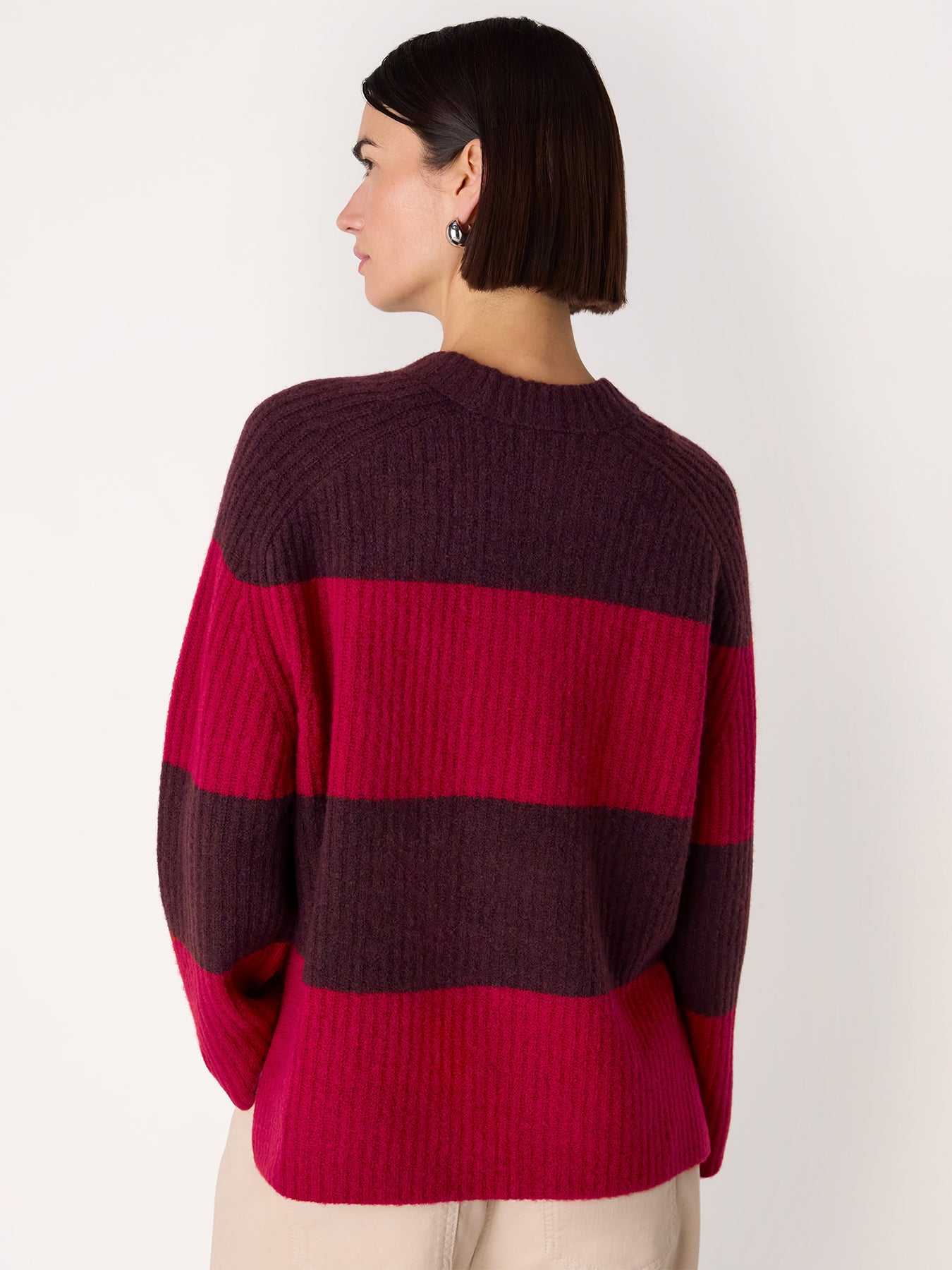 Wool Mix Wide Stripe Knit Red