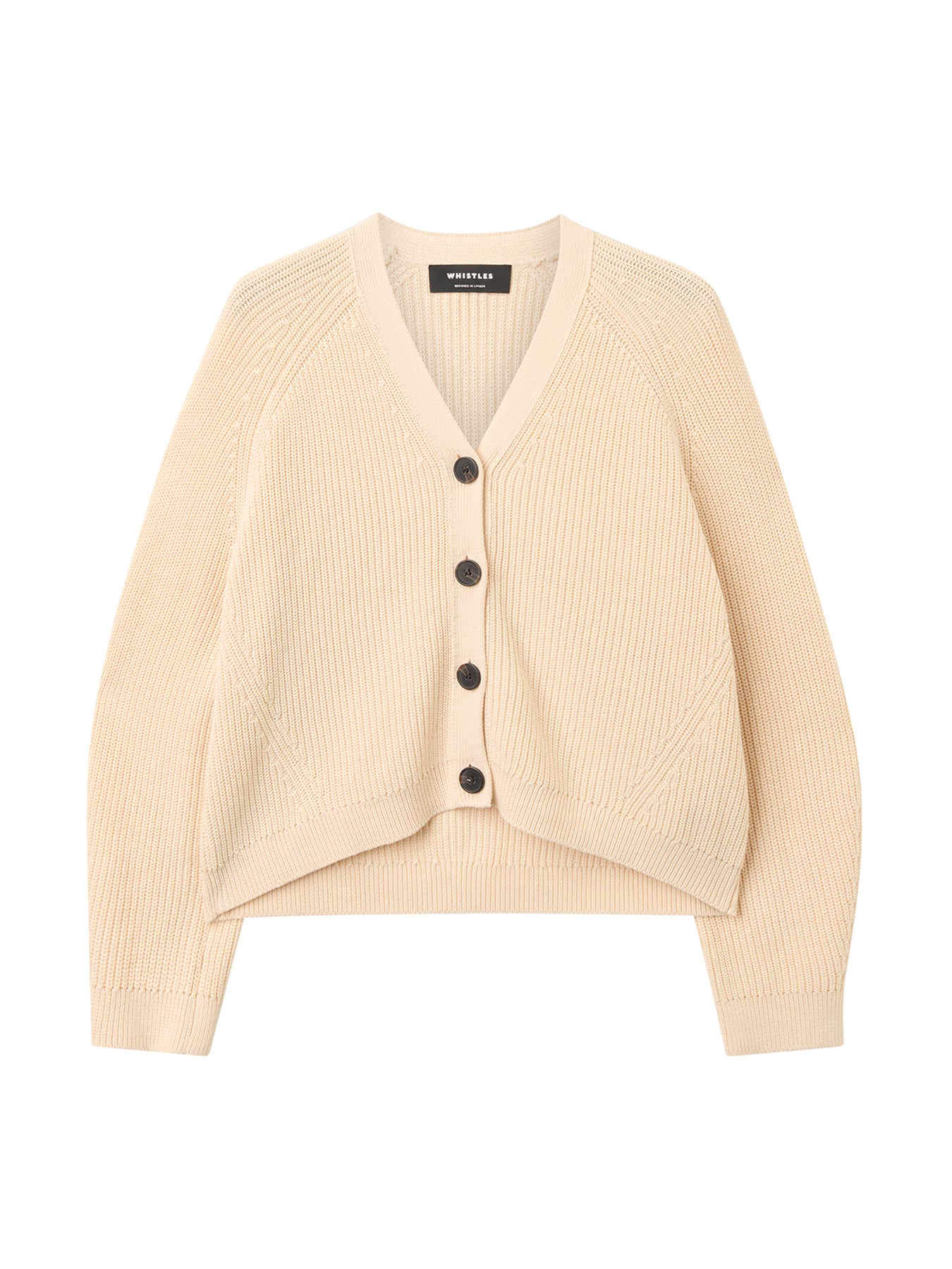 V Neck Cotton Cardigan Ivory