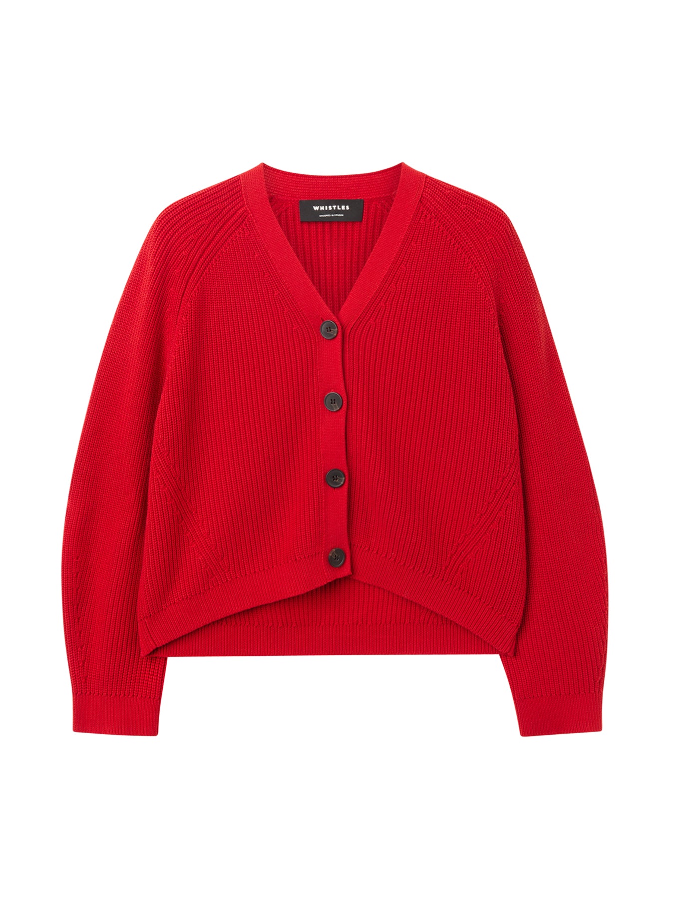 V Neck Cotton Cardigan Red