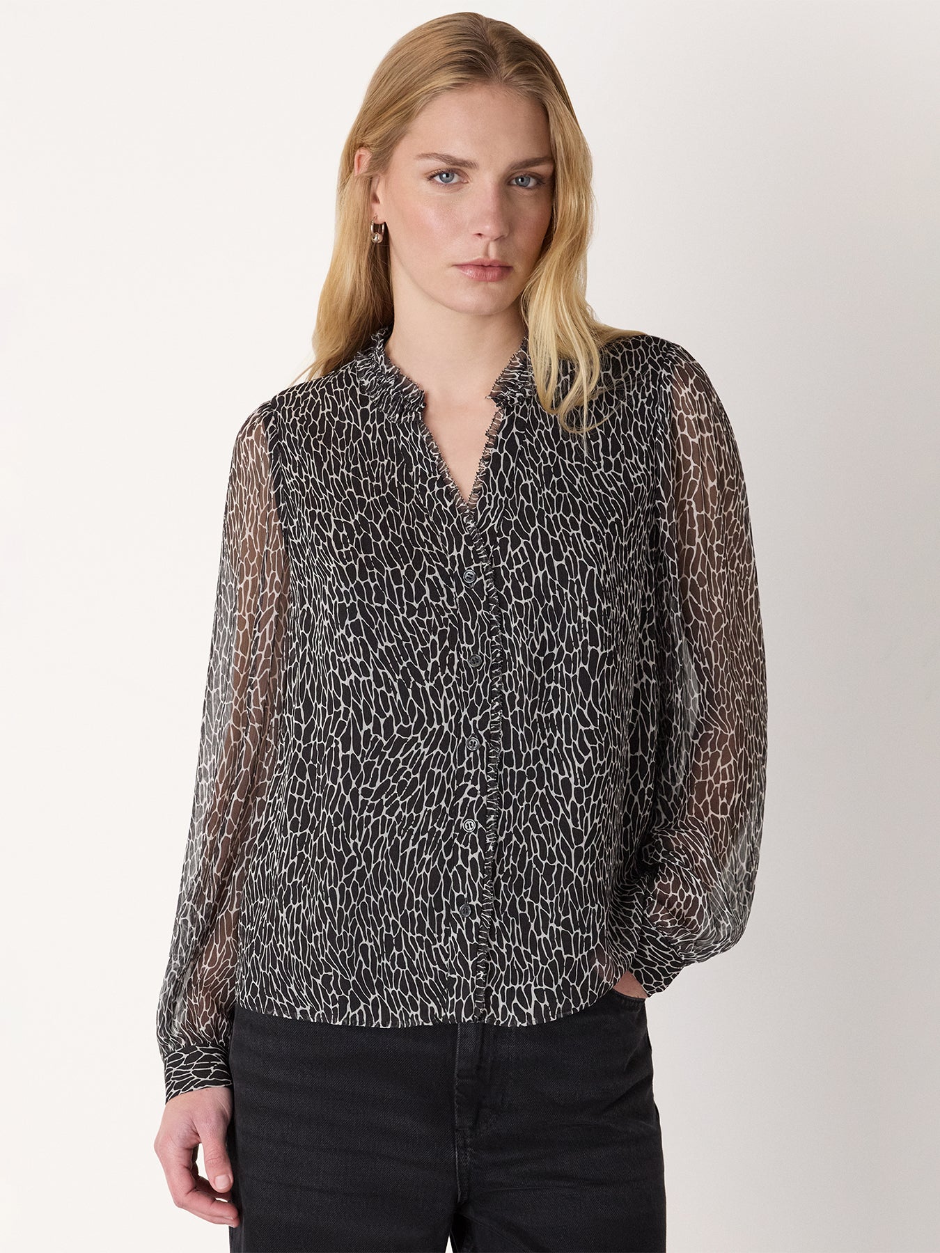 Dragonfly Print Blouse Black