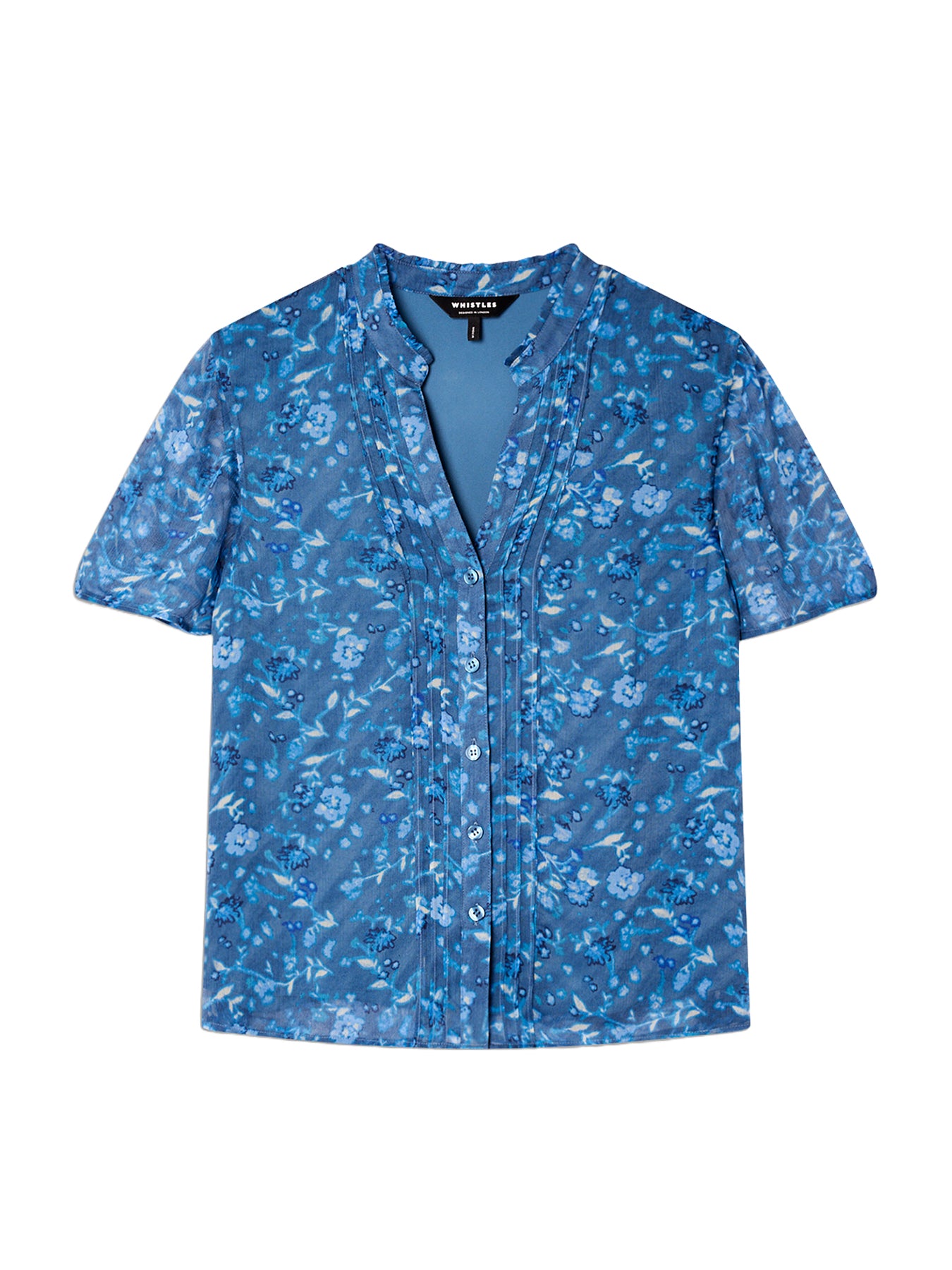 Ditsy Floral V-Neck Blouse Blue