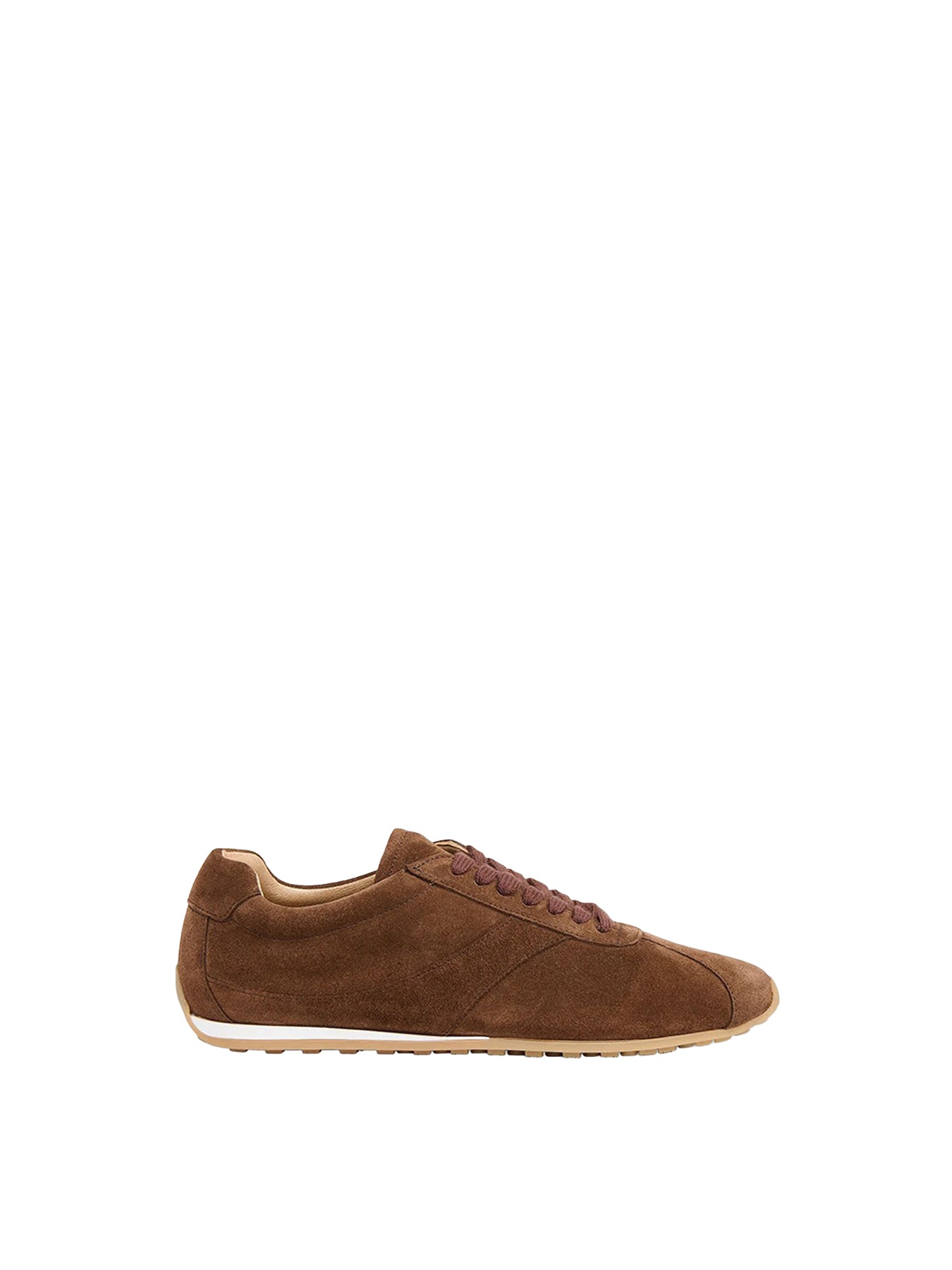 Soft Suede Unlined Lace Up Trainers Brown