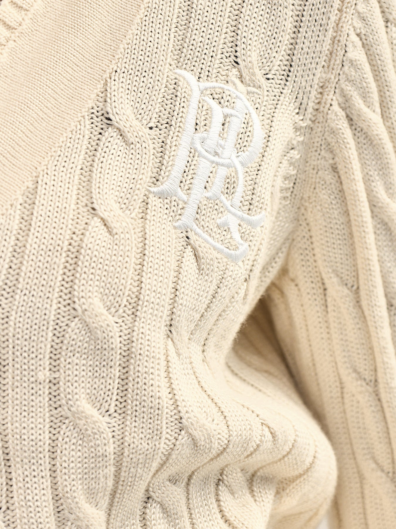 Meren Cable Knit V-Neck Jumper Cream