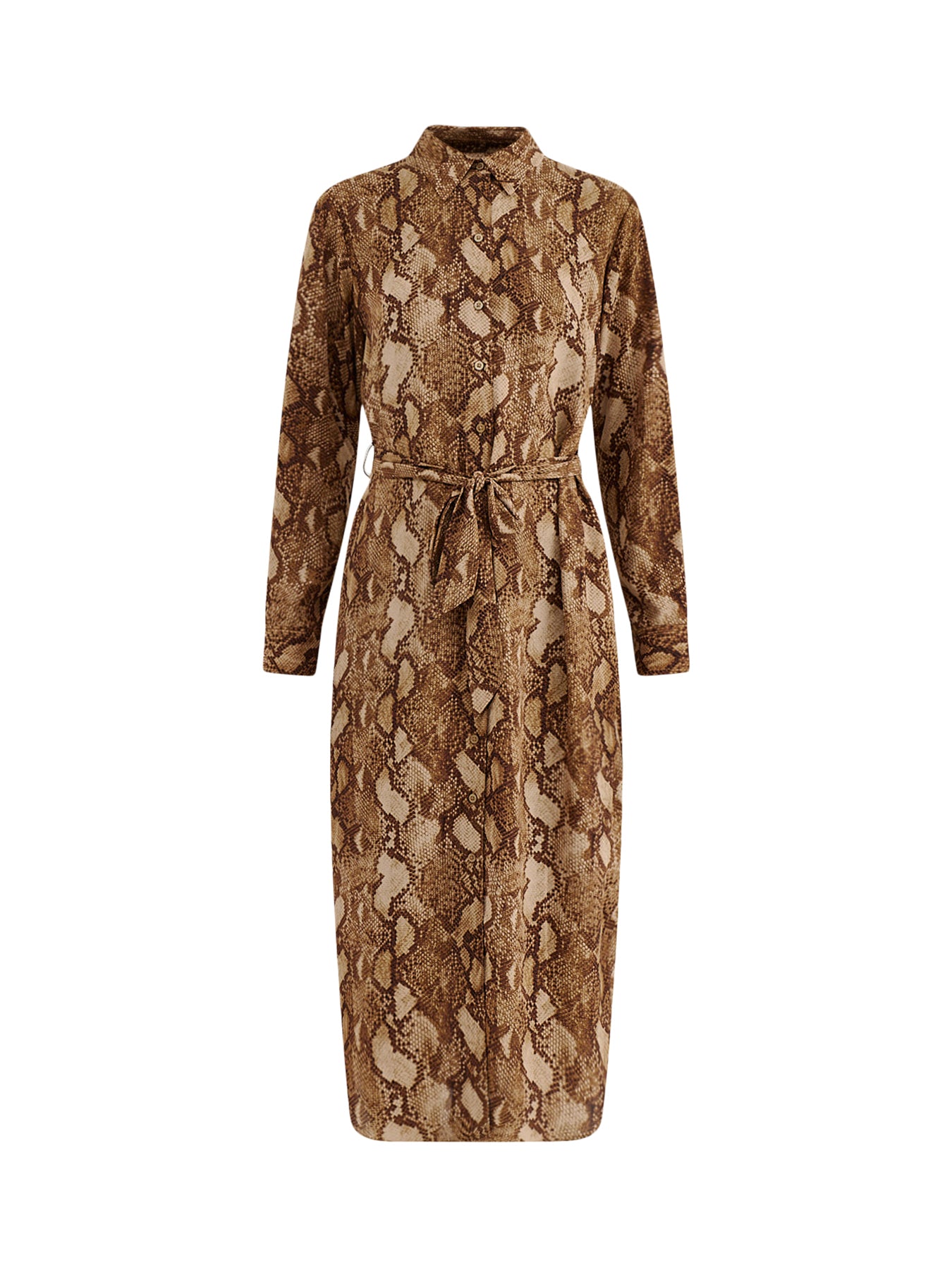 Snake Print Recycled Polyester Midi Shirt Dress