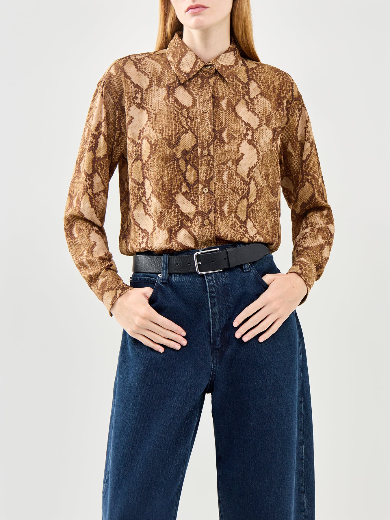 Snake Print Long Sleeve Shirt Multi