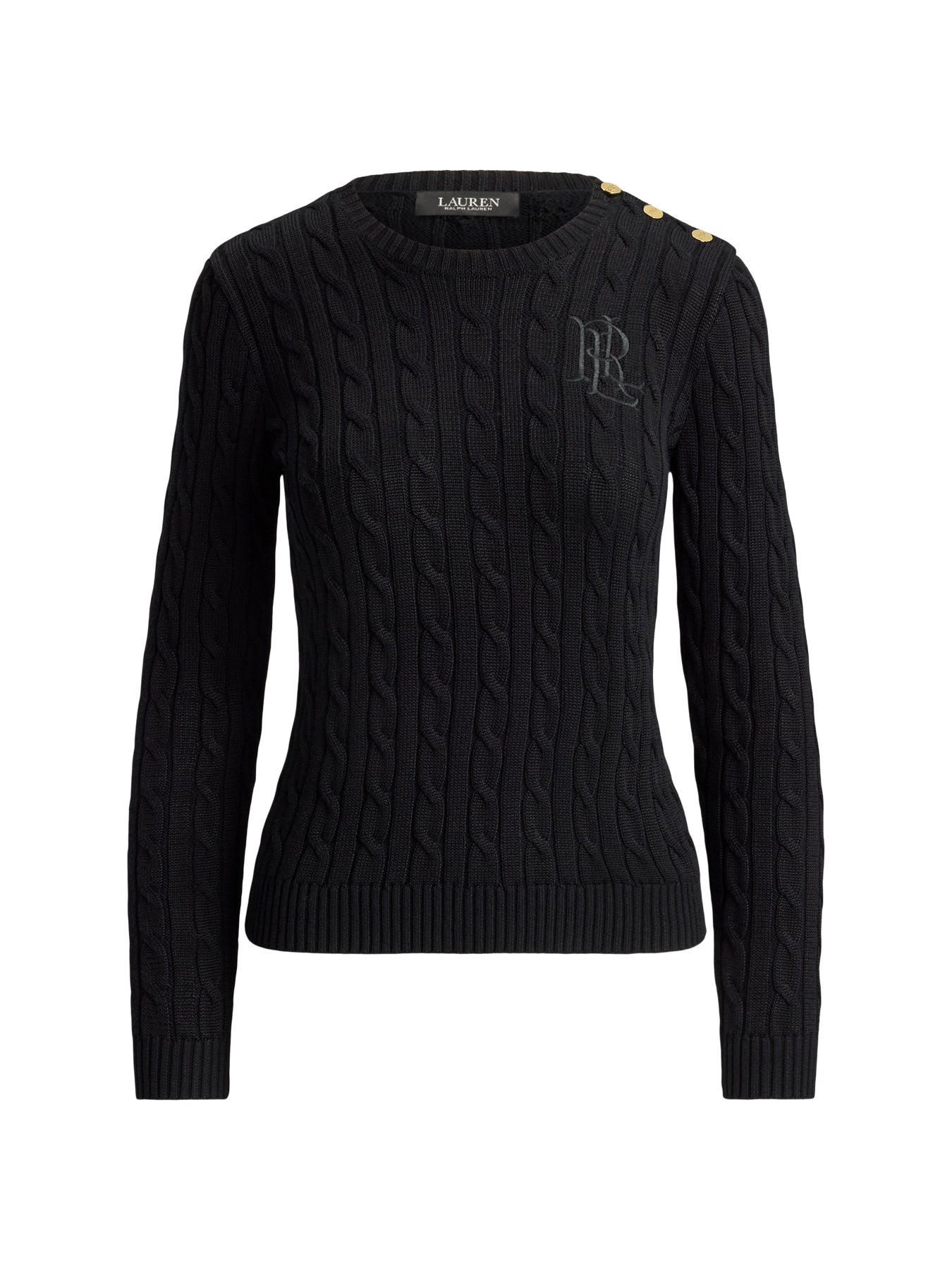 Cable Knit Button Shoulder Jumper Black