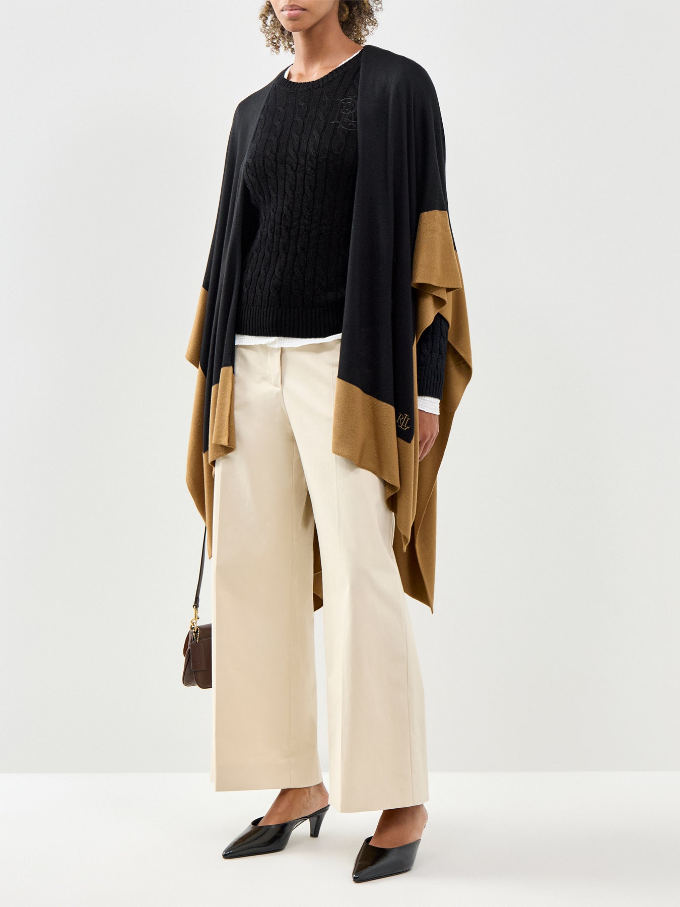 Cable Knit Button Shoulder Jumper Black