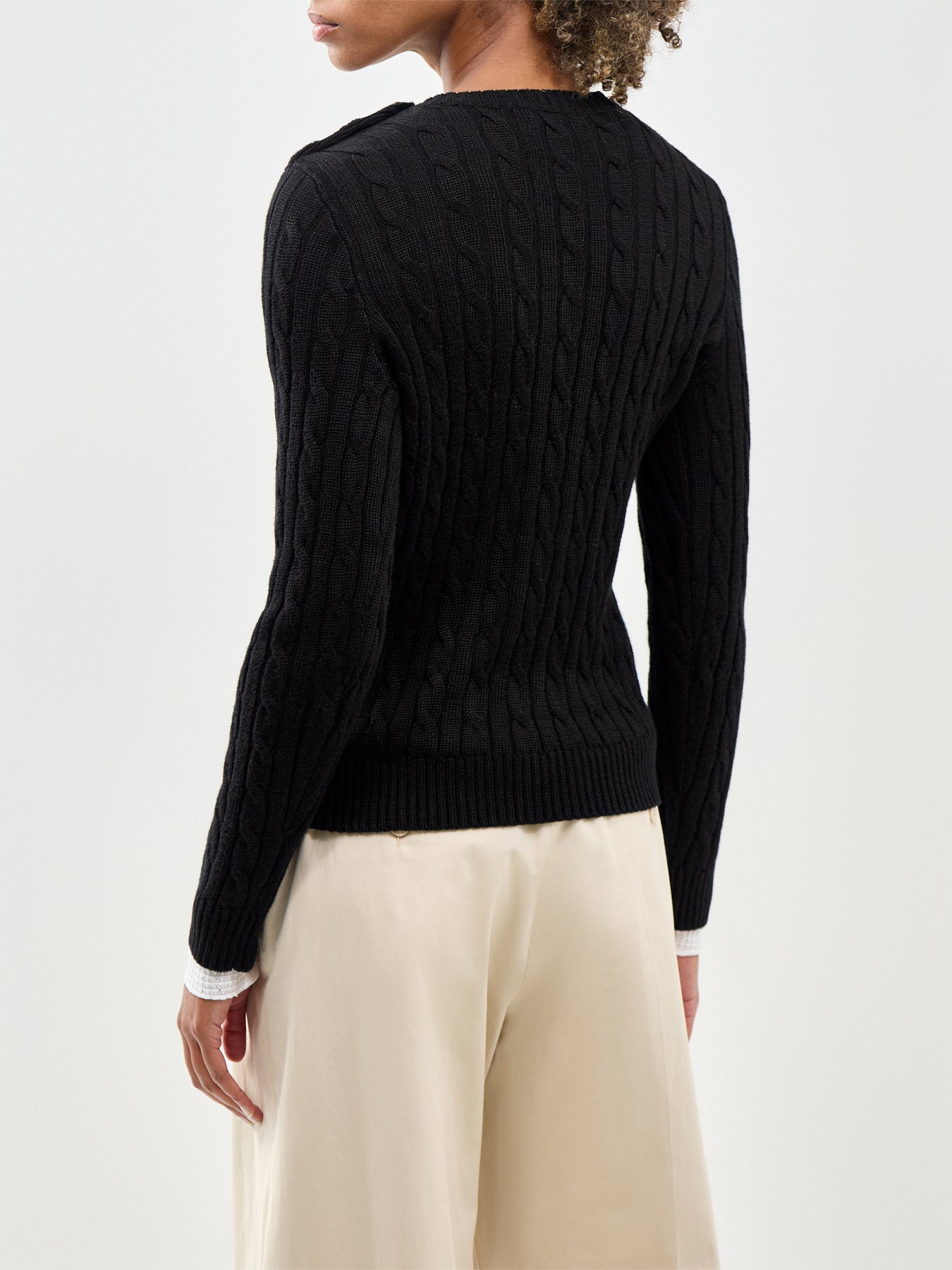 Cable Knit Button Shoulder Jumper Black
