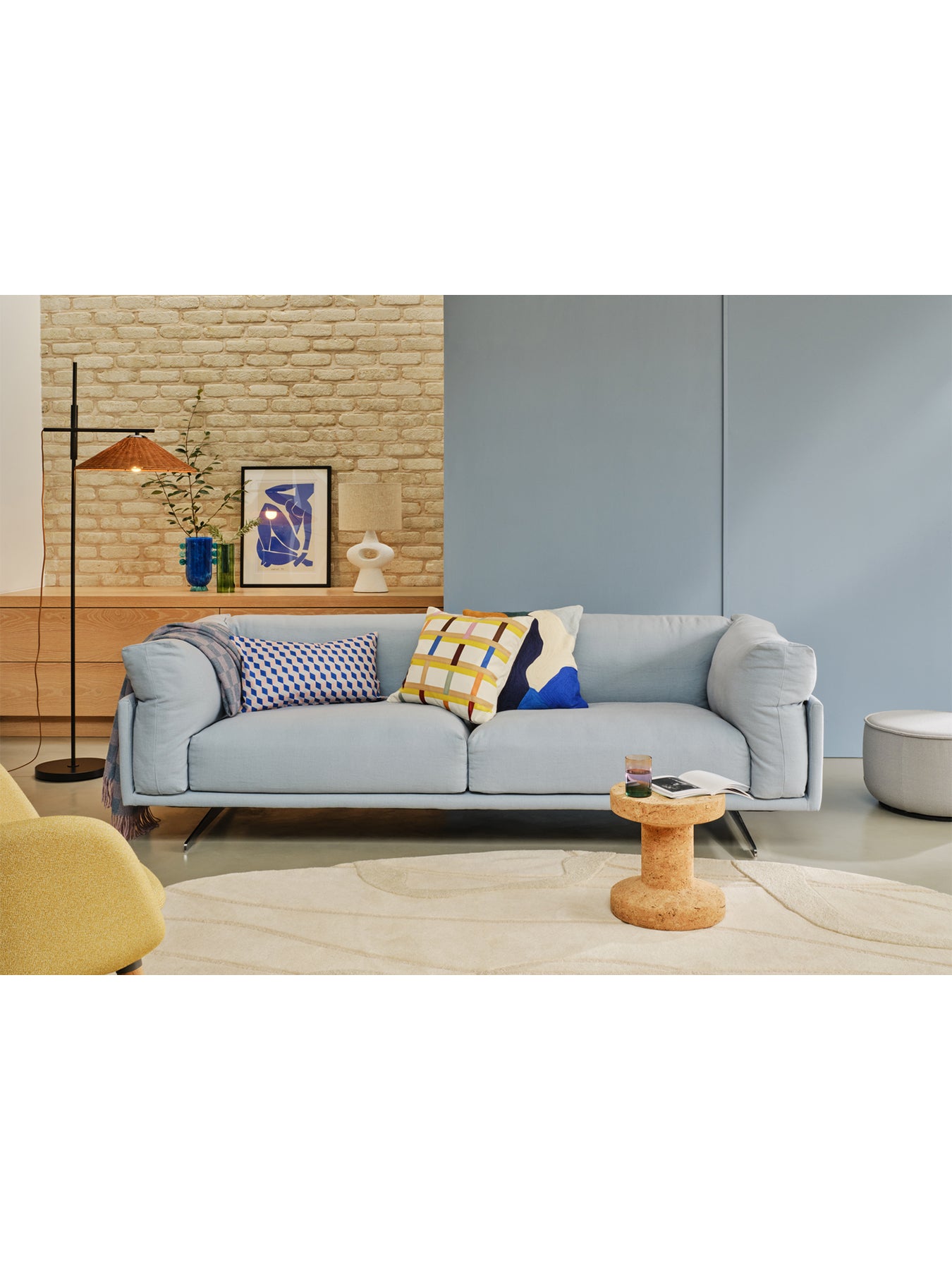 Novara 4 Seater Linen Sofa Blue