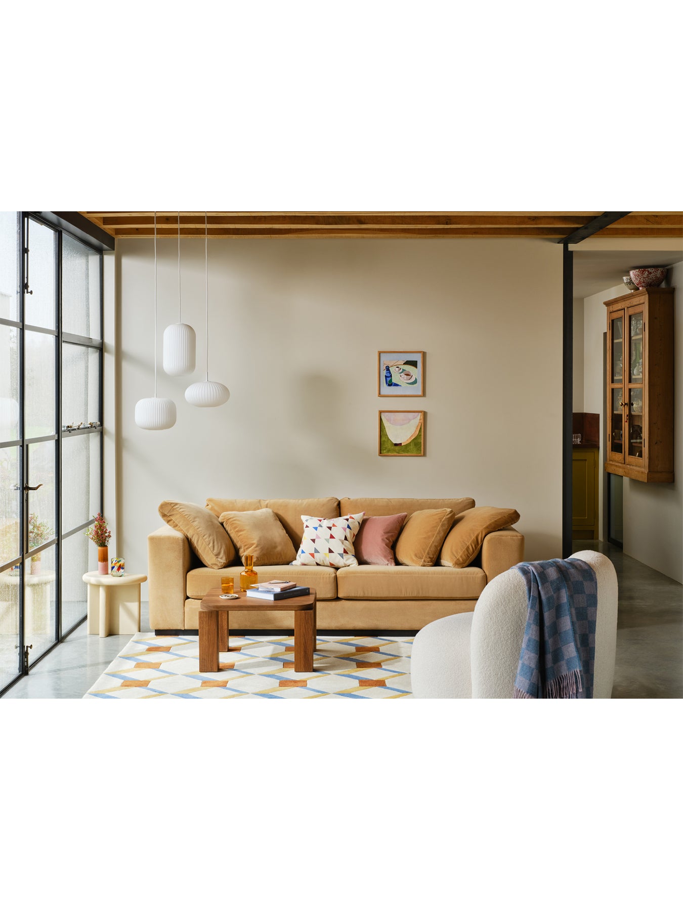 Trento 4 Seater Velvet Sofa Camel