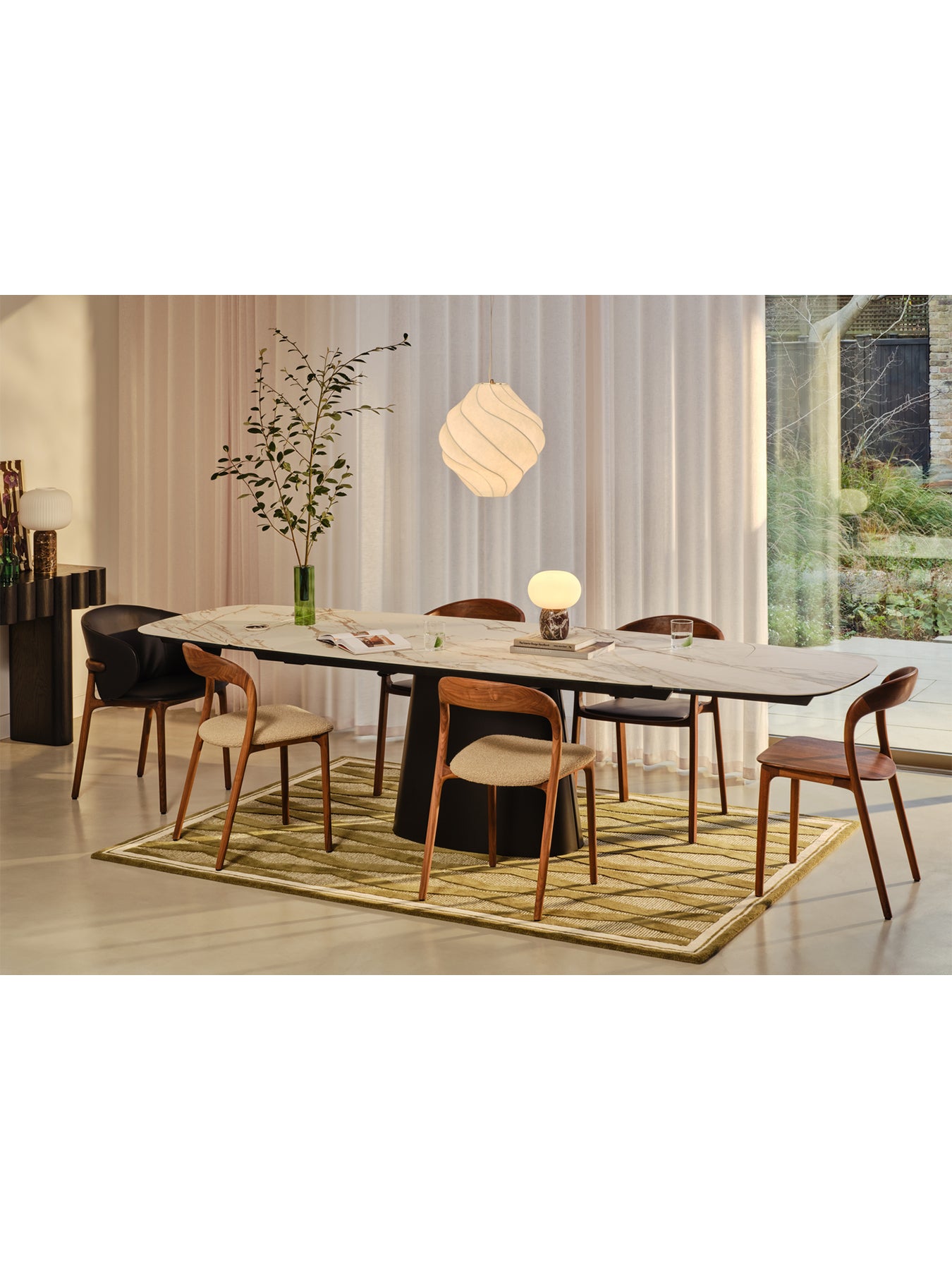 Lucca Calacatta Ceramic Extendable Dining Table 200–300cm White