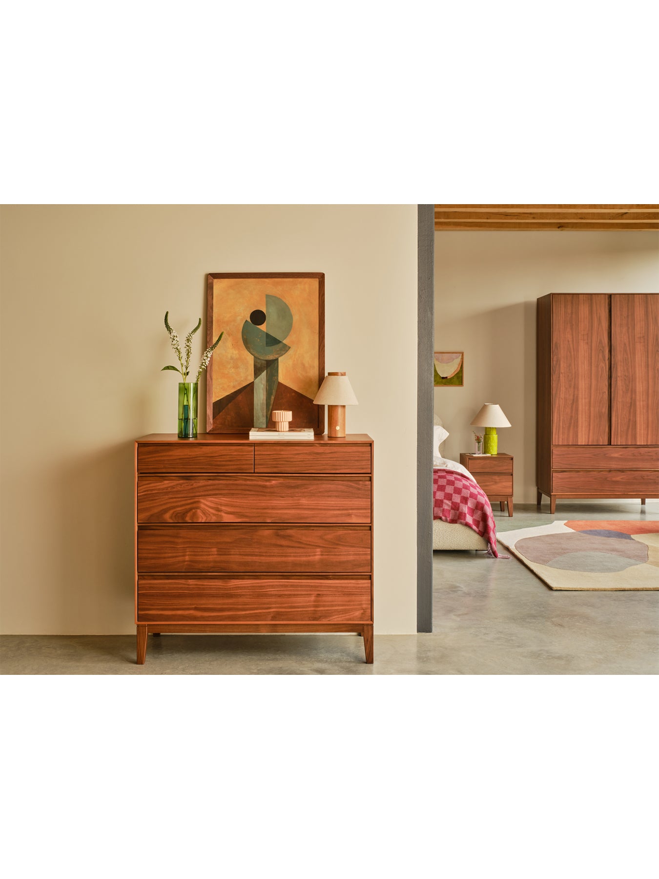 Lars Walnut 5 Drawer Chest