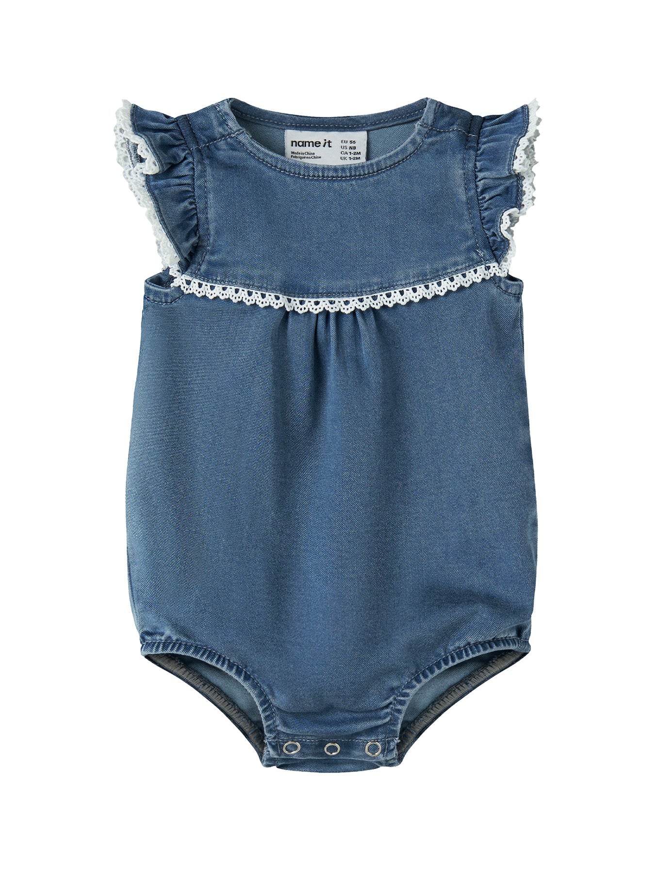 Baby Molly Denim Romper Blue