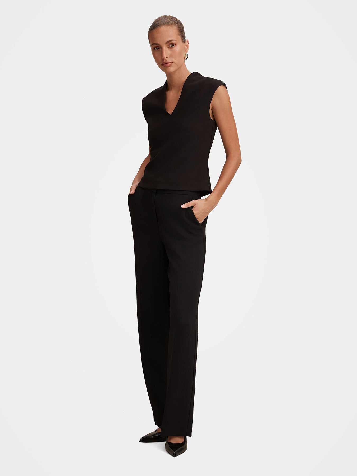 Monroe Crepe Tank Top Black