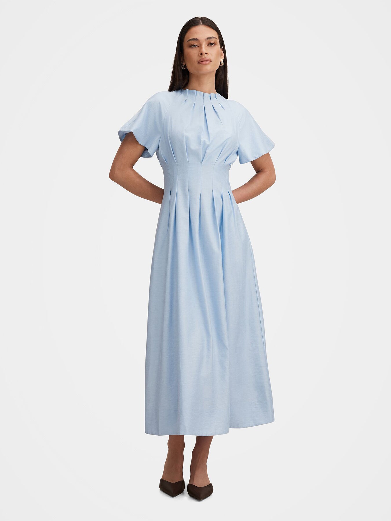 Everly Seam Detail Midi Dress Blue