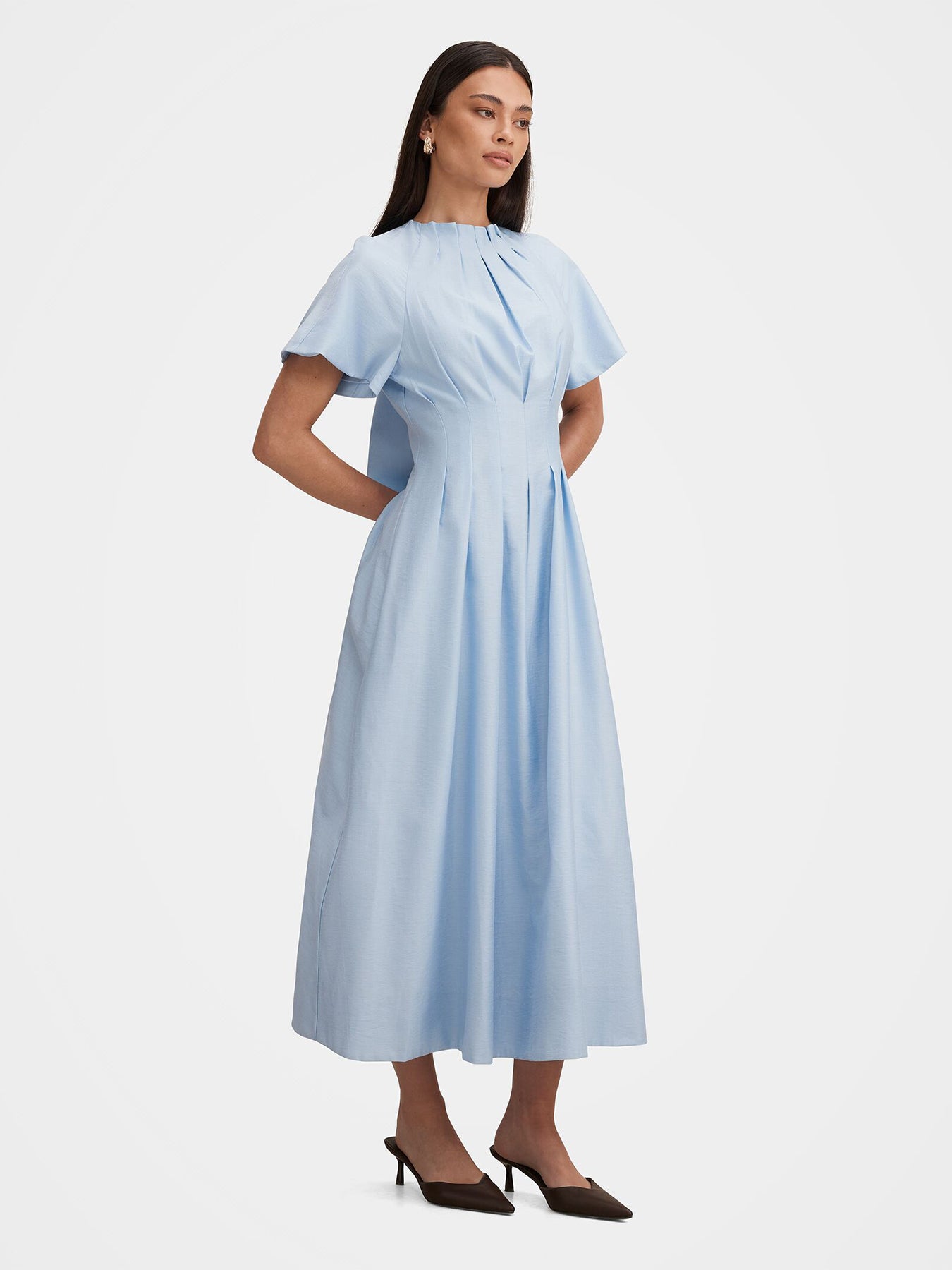 Everly Seam Detail Midi Dress Blue