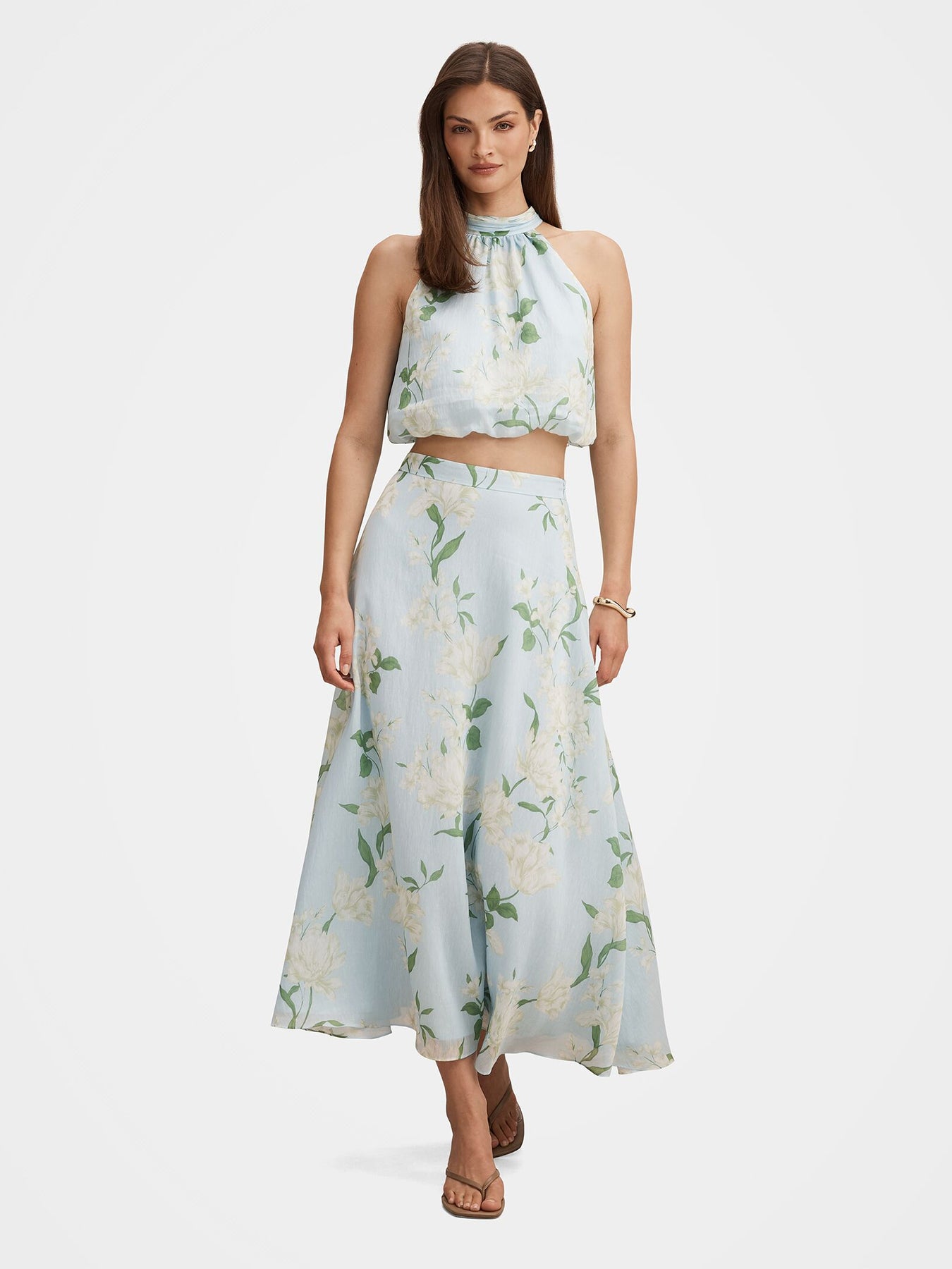 Maisie Circle Midi Skirt Floral Blue