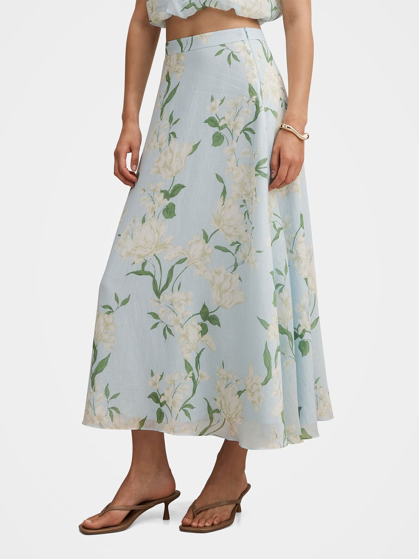 Maisie Circle Midi Skirt Floral Blue