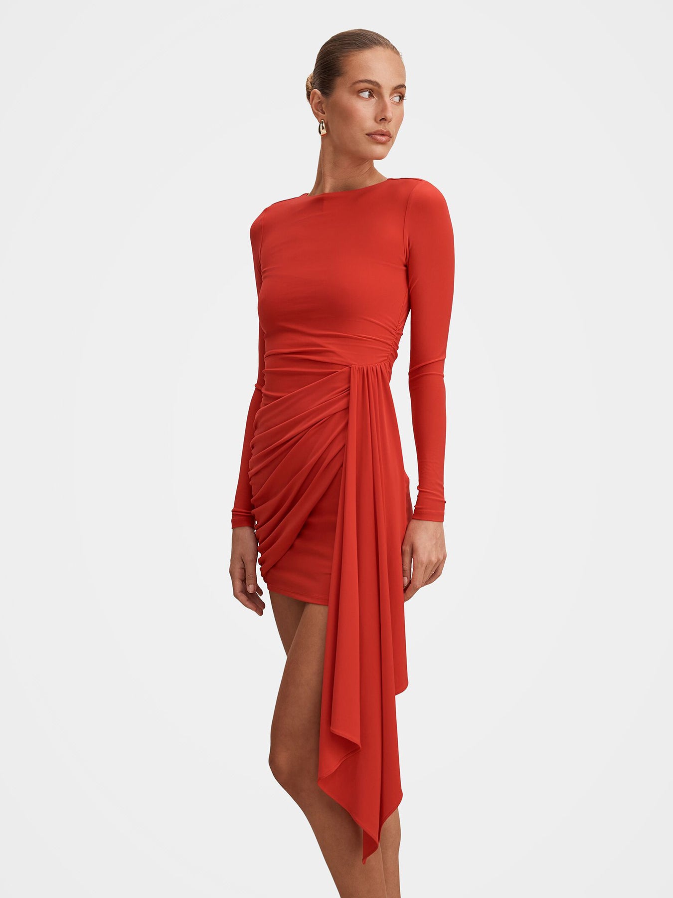 Susie Draped Jersey Mini Dress Red