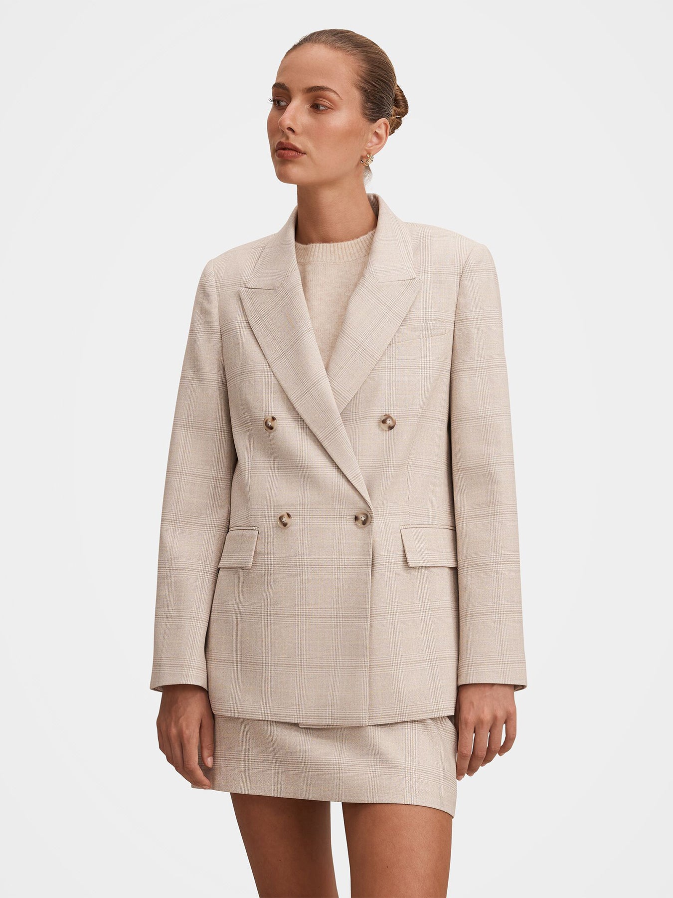 Lottie Double Breasted Blazer Neutral