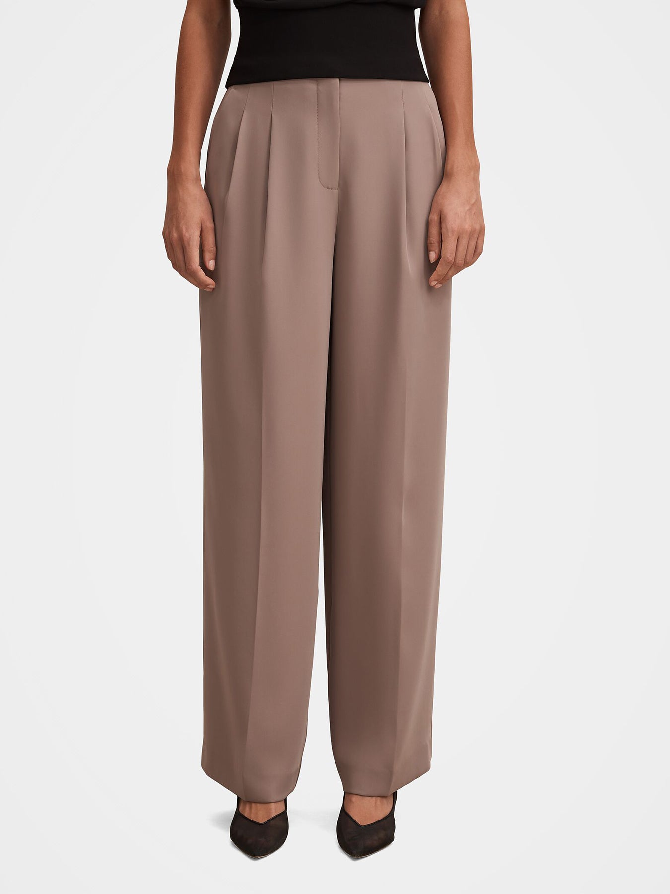 Julia Pleated Wide Leg Pants Brown