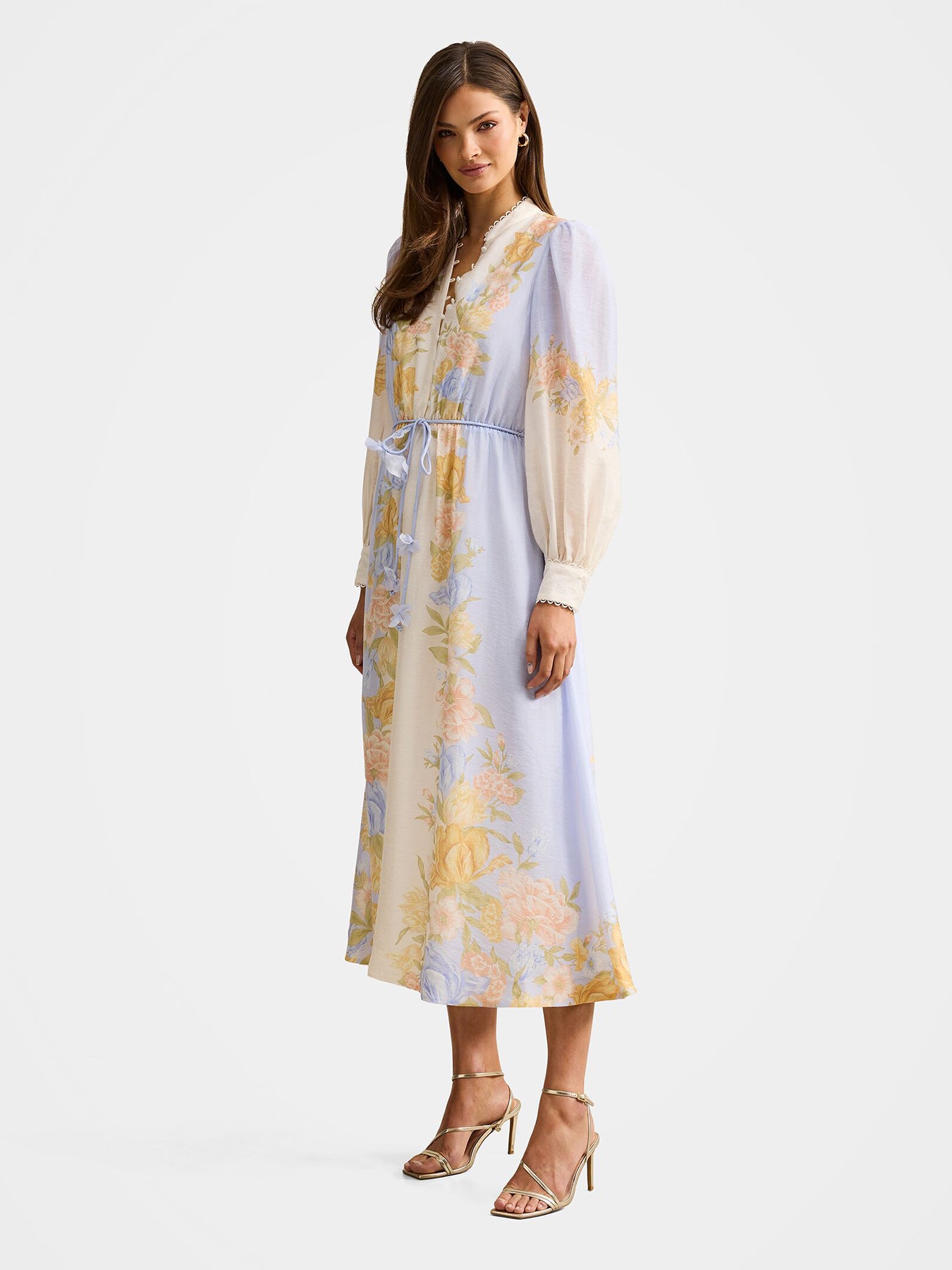 Christina Printed Midi Dress Blue