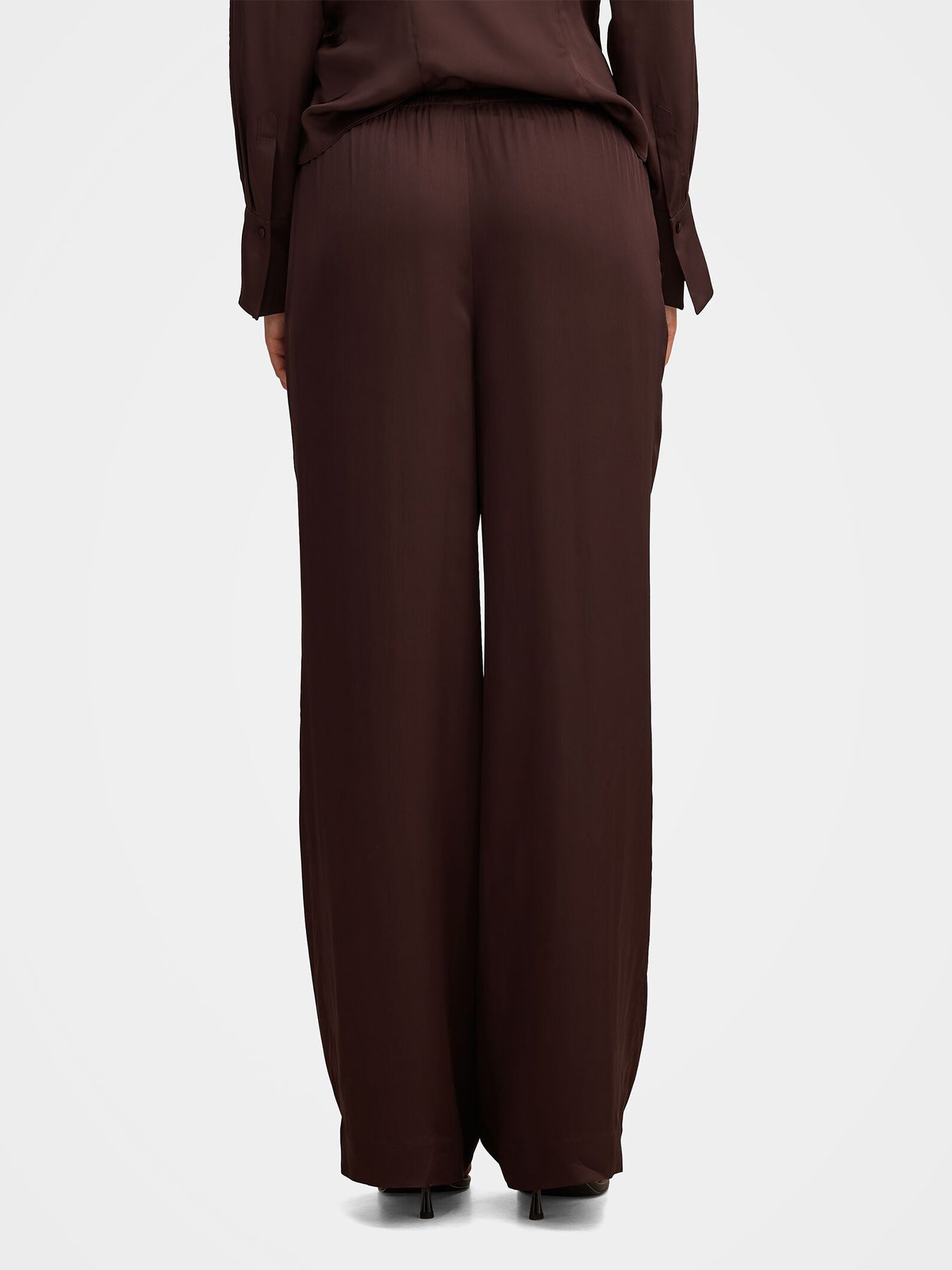 Maude Satin Wide Leg Pants Brown