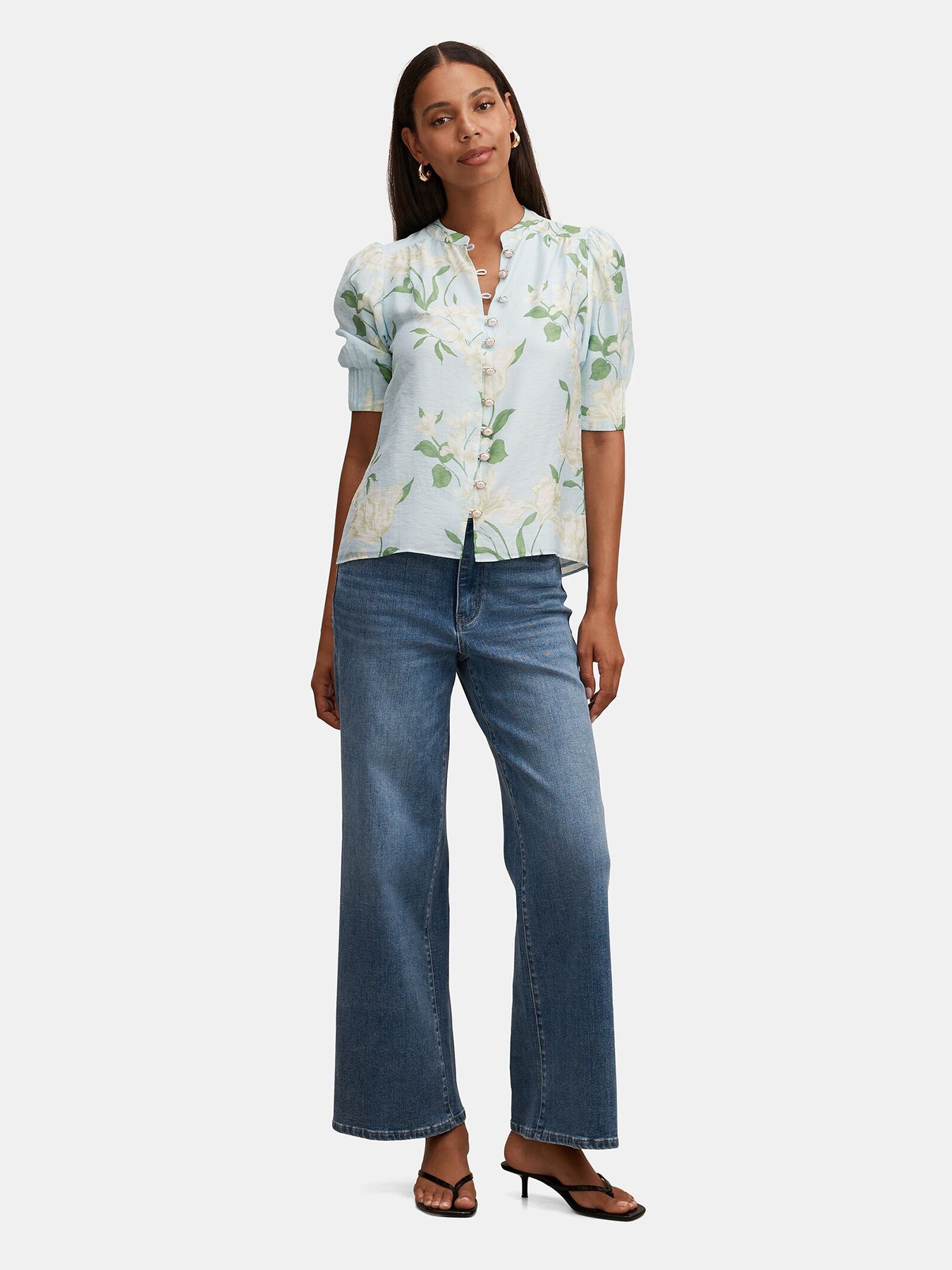 Tahlia Tuck Detail Blouse Blue