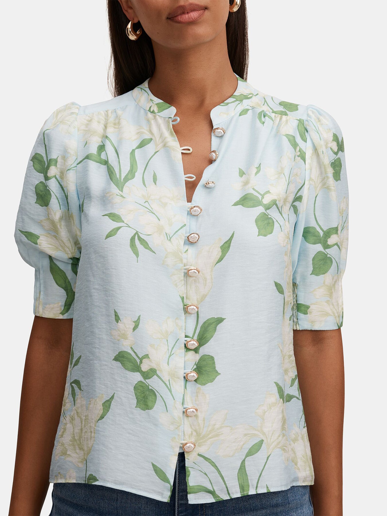 Tahlia Tuck Detail Blouse Blue