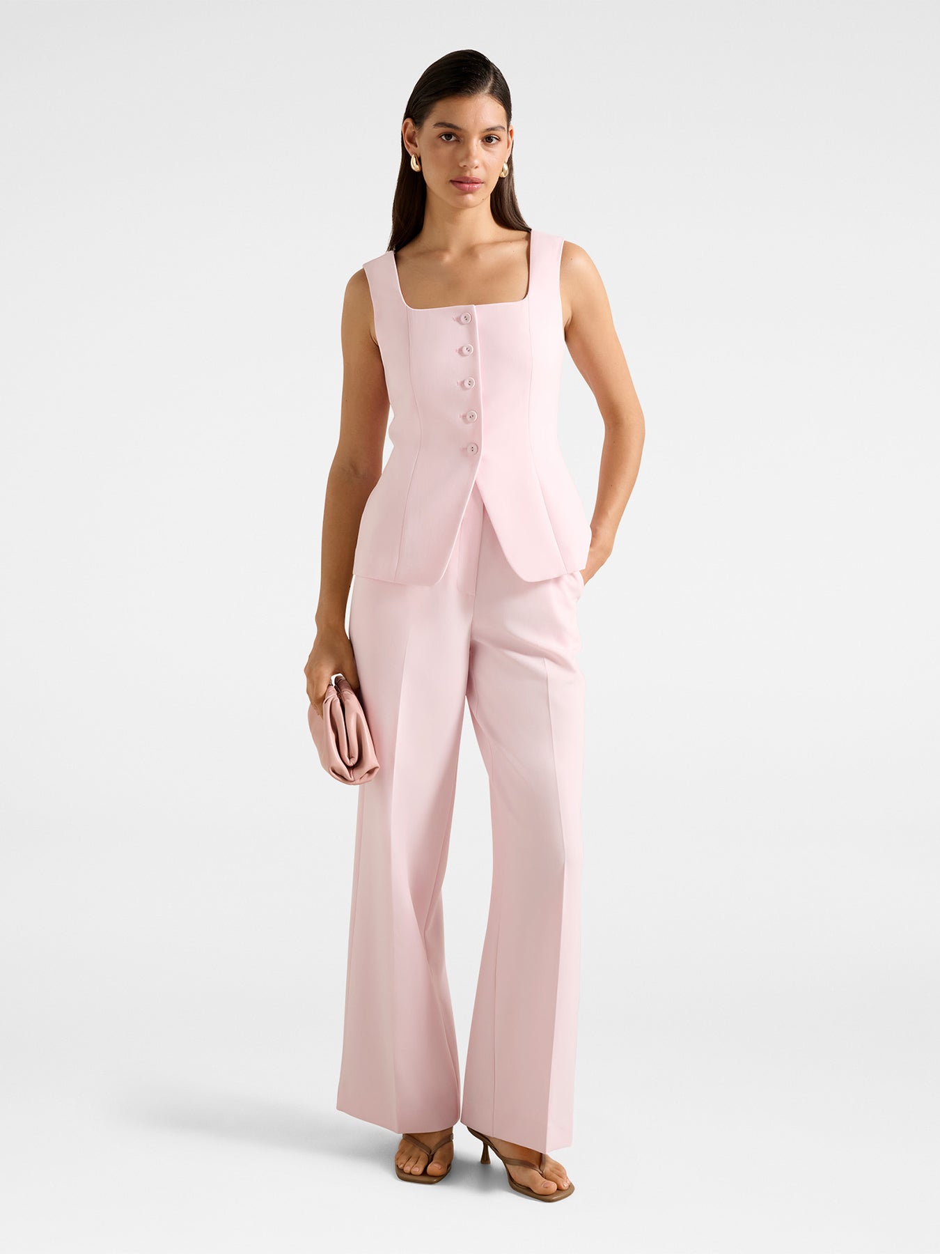 Haisley Square Neck Waistcoat Pink
